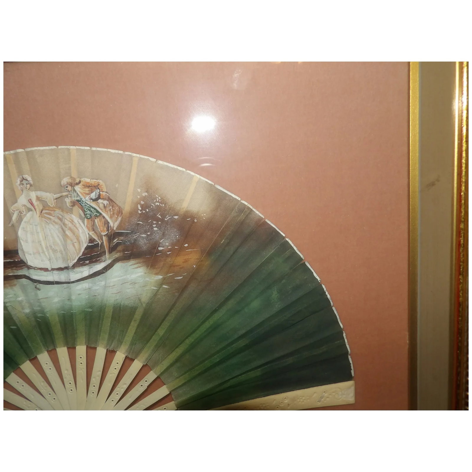 Antique Early 19th Century Hand Painted Fan in Frame - 6