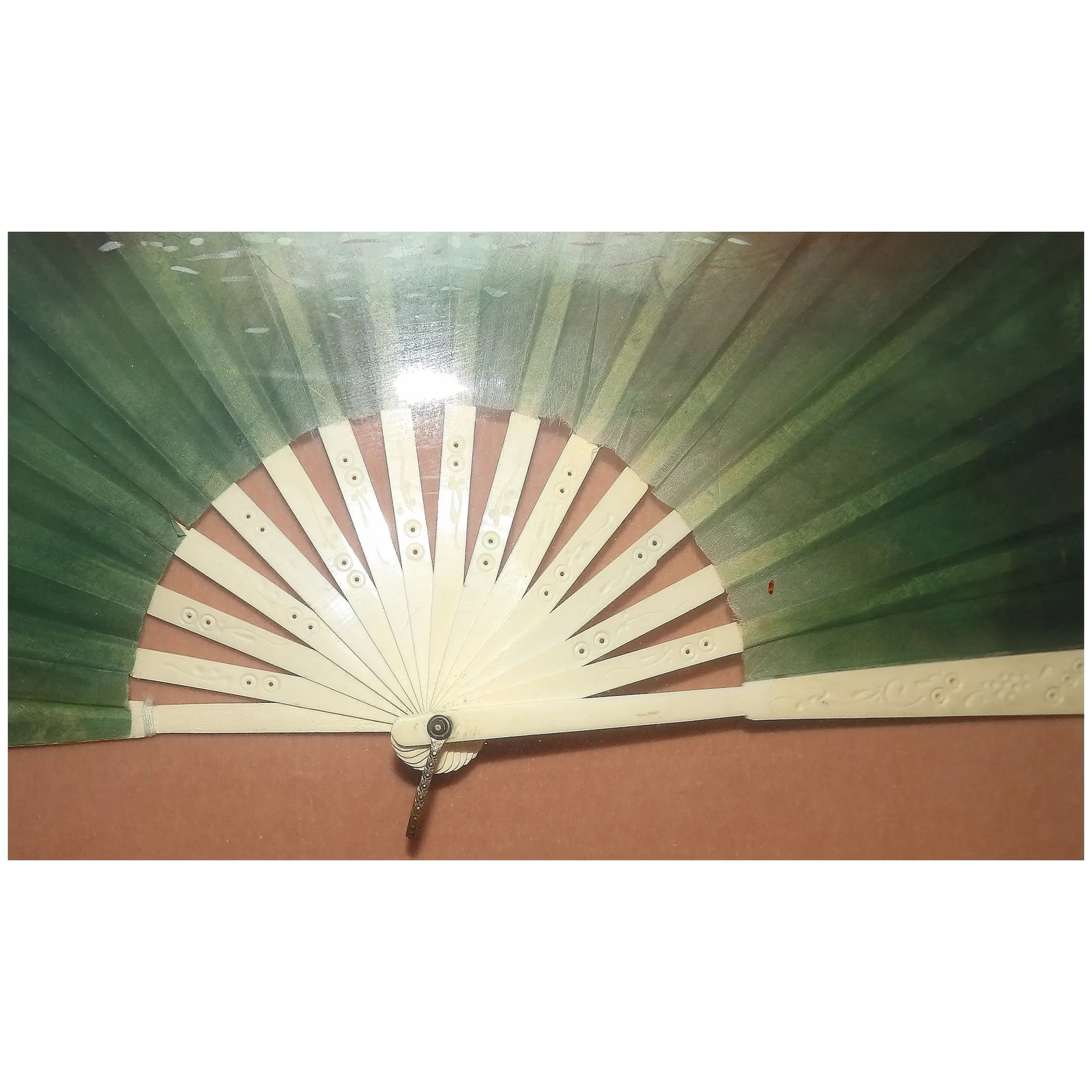 Antique Early 19th Century Hand Painted Fan in Frame - 7