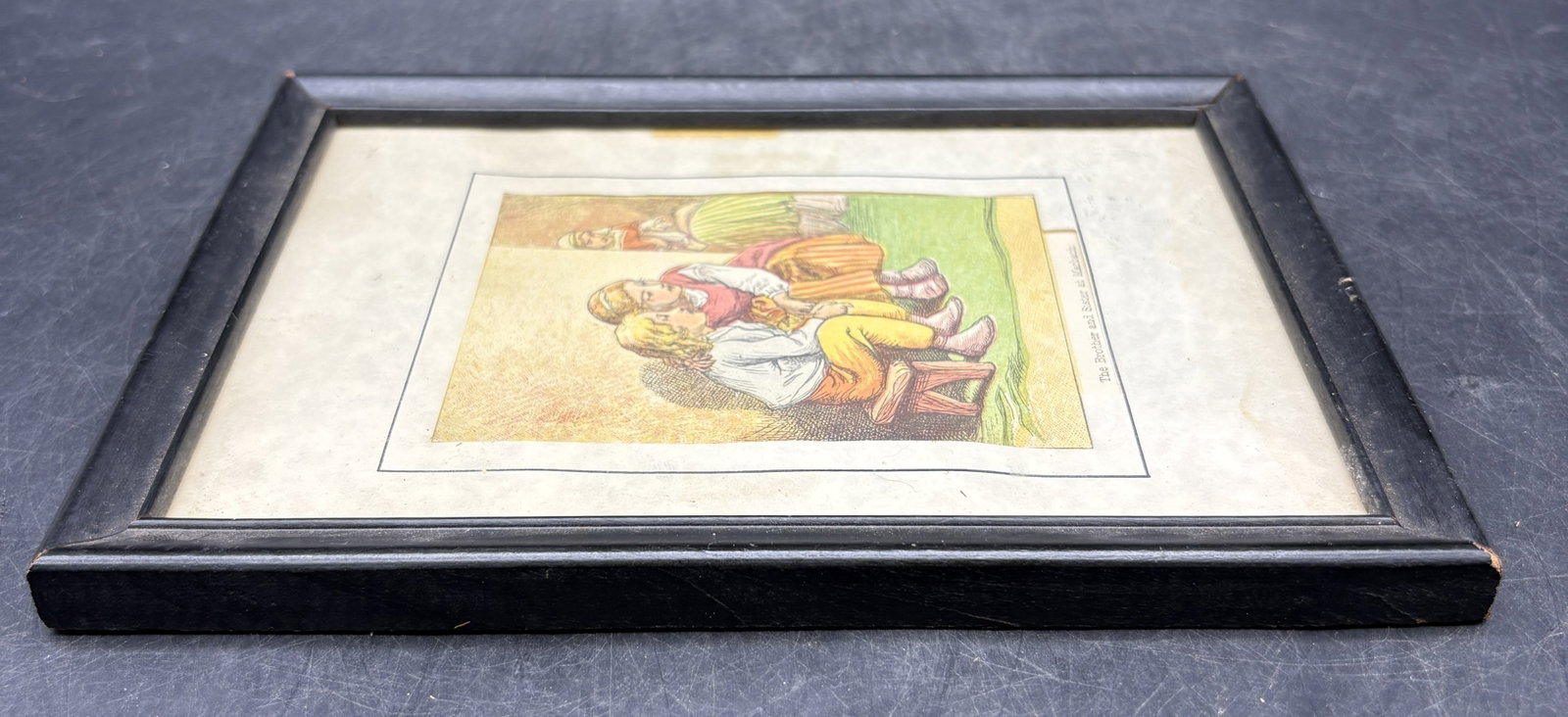 Vintage Framed Children’s Print “The Brother and Sister at Marbach” - 7