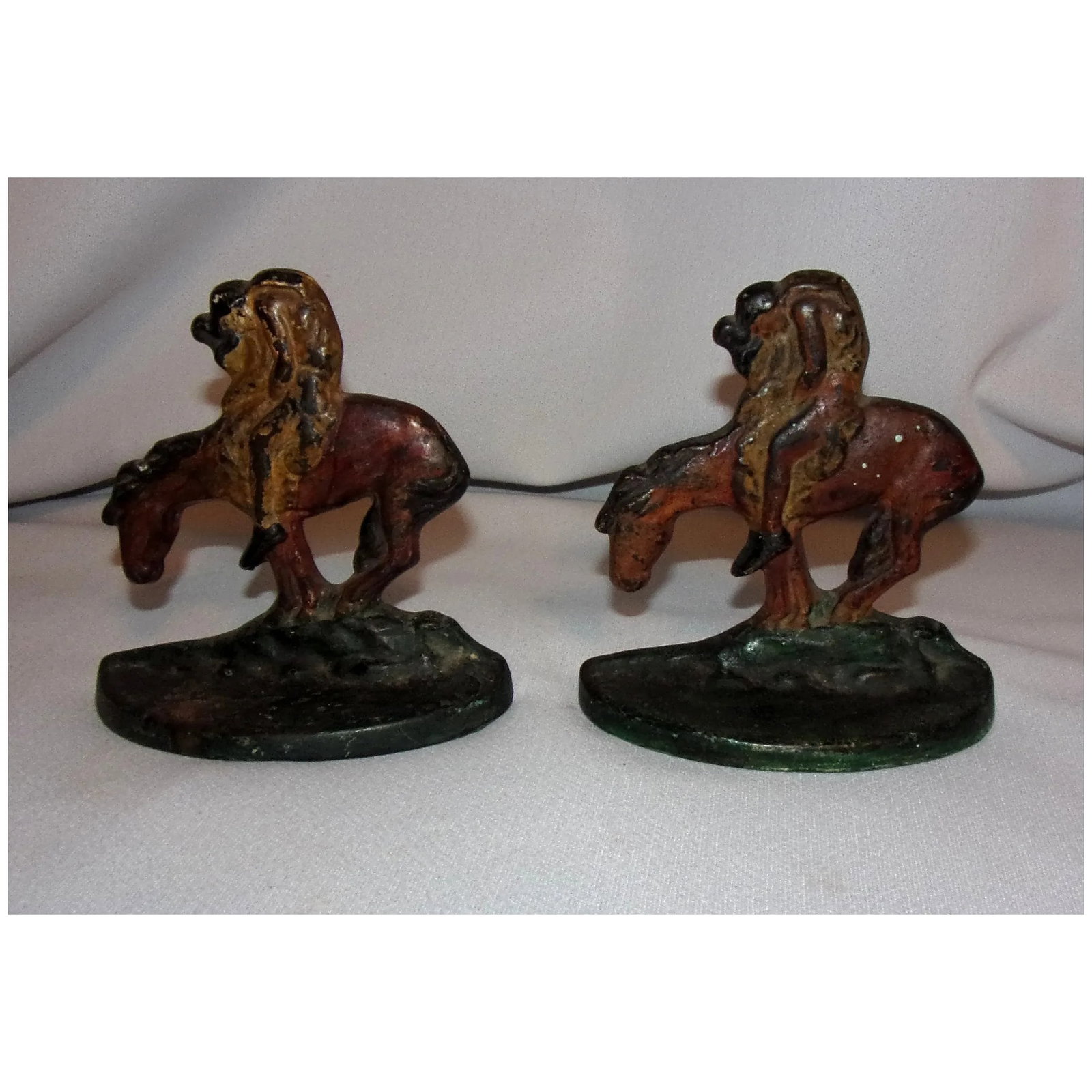 Vintage Connecticut Foundry 1930 Cast Iron #920 The Last Trail Bookends - 2
