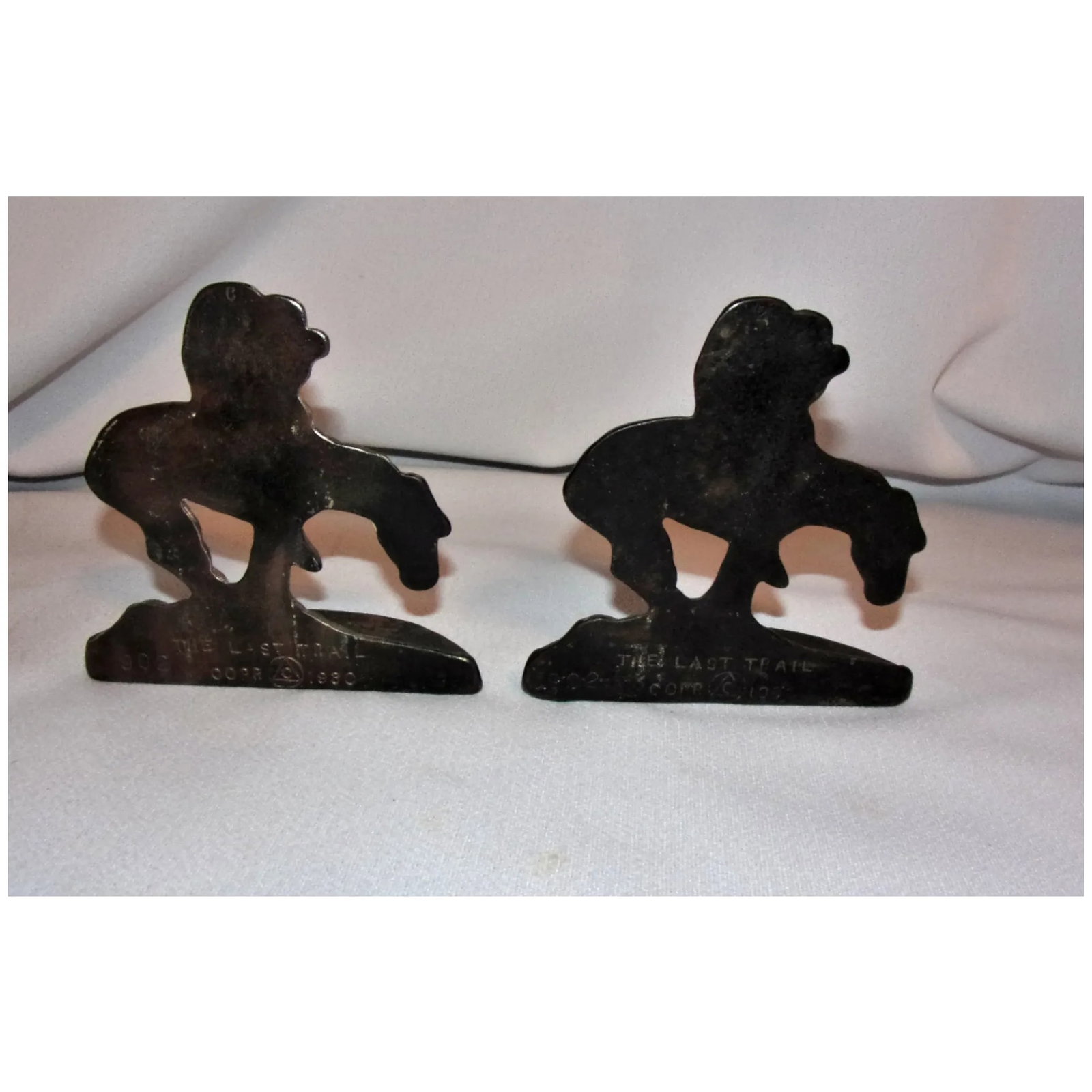 Vintage Connecticut Foundry 1930 Cast Iron #920 The Last Trail Bookends - 3