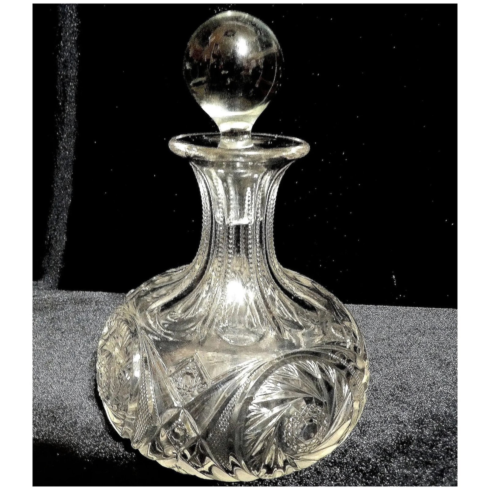 Vintage Hand Blown Whiskey Decanter with Pinwheel Design - 2