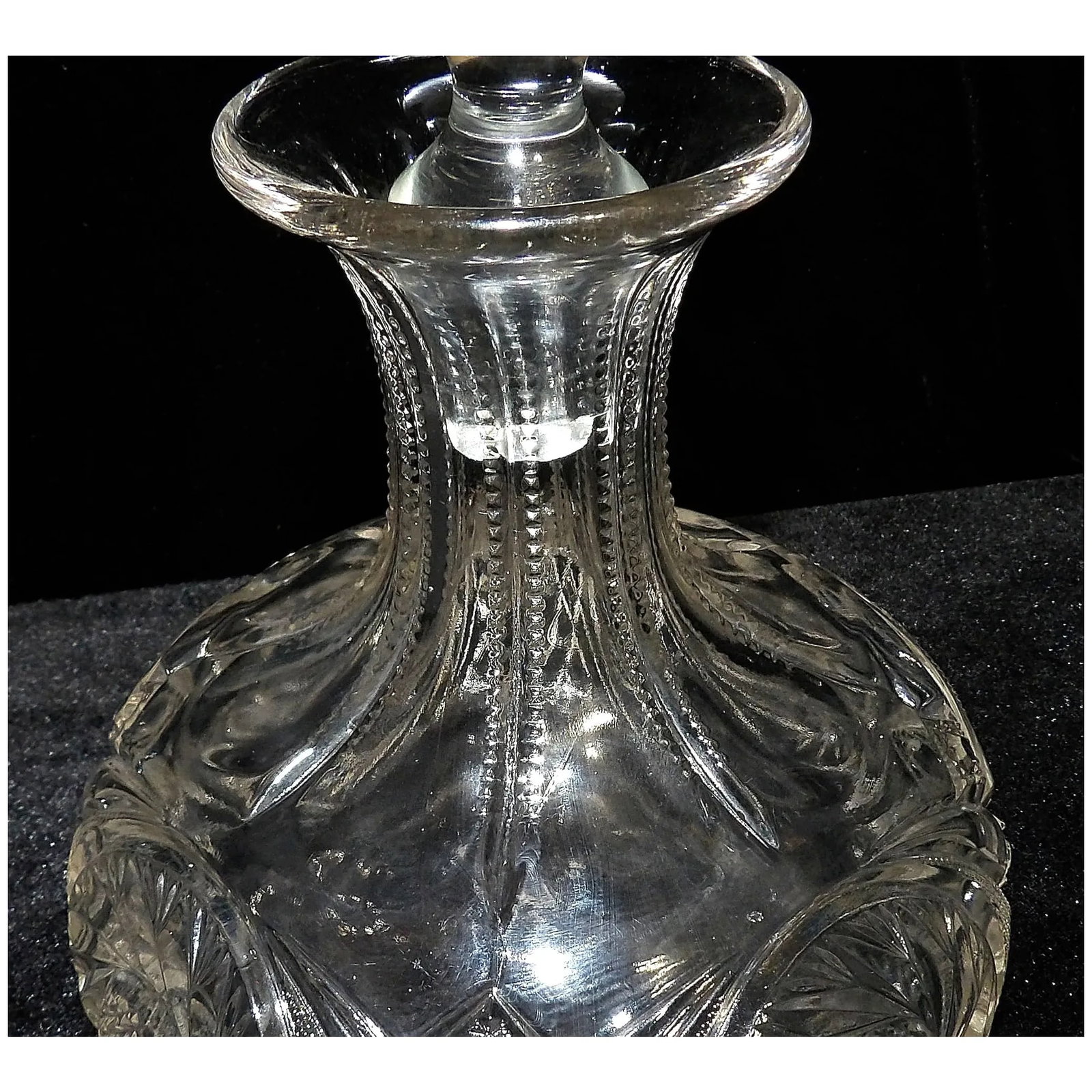 Vintage Hand Blown Whiskey Decanter with Pinwheel Design - 3