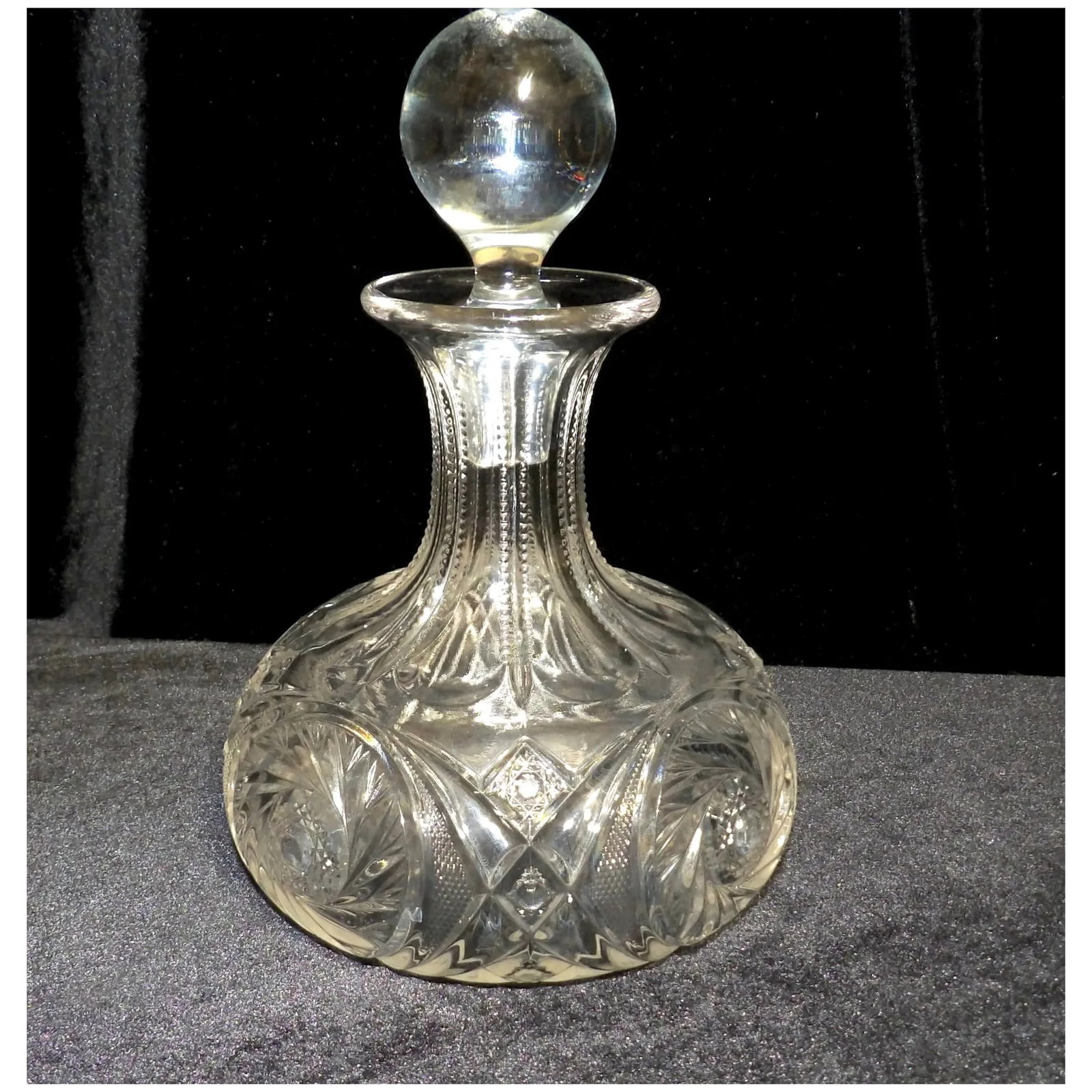 Vintage Hand Blown Whiskey Decanter with Pinwheel Design - 7