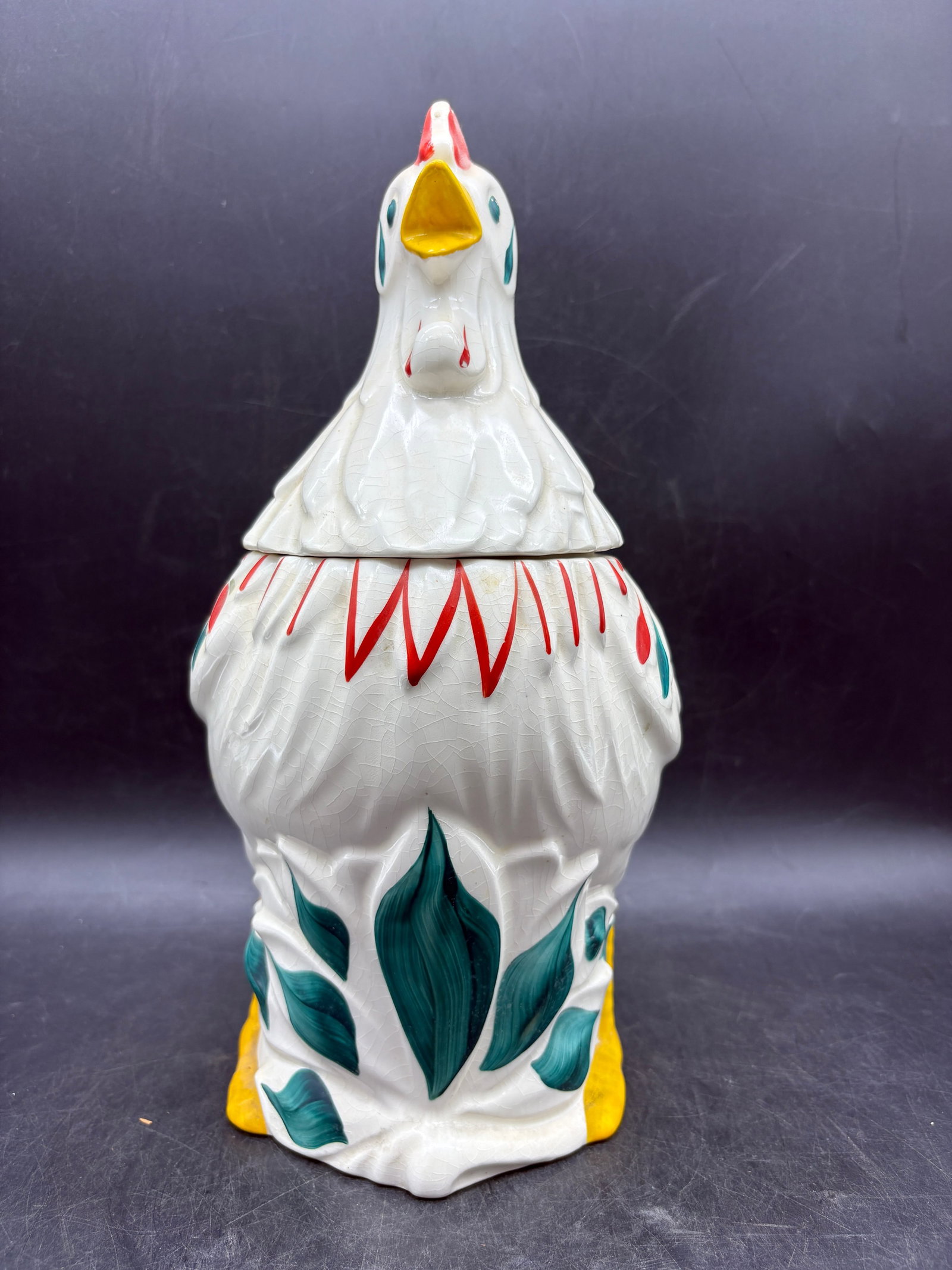 Vintage Pottery Rooster Cookie Jar Hand Painted Pottery Guild America - 2