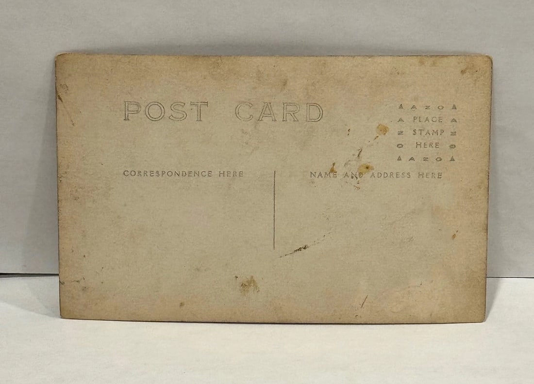 RPPC Real Photo Patriotic Postcard 2 men with a 45 Star American Flag 1909 - 3