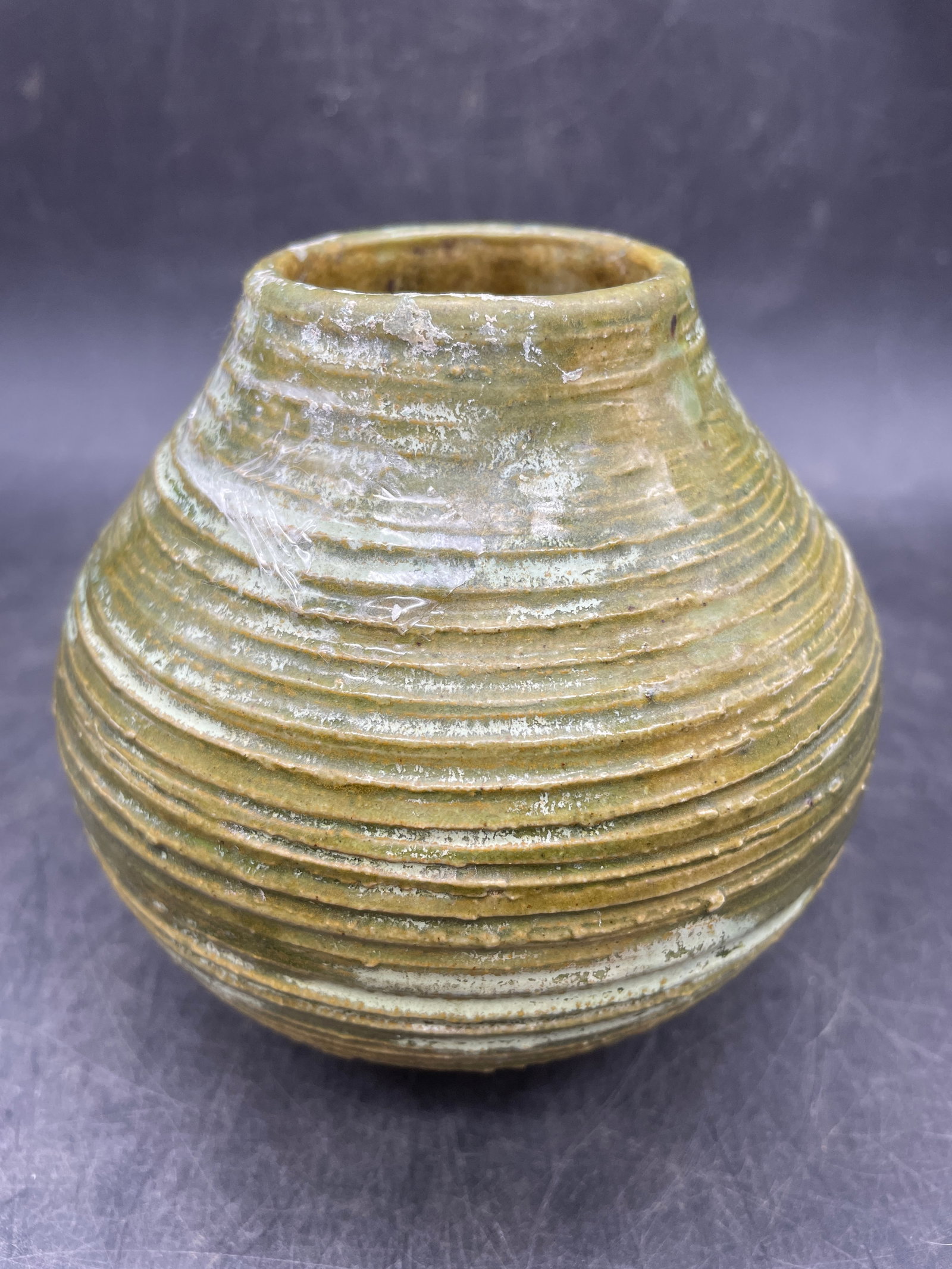 Hand Thrown Art Pottery Vase Green Hues - 2