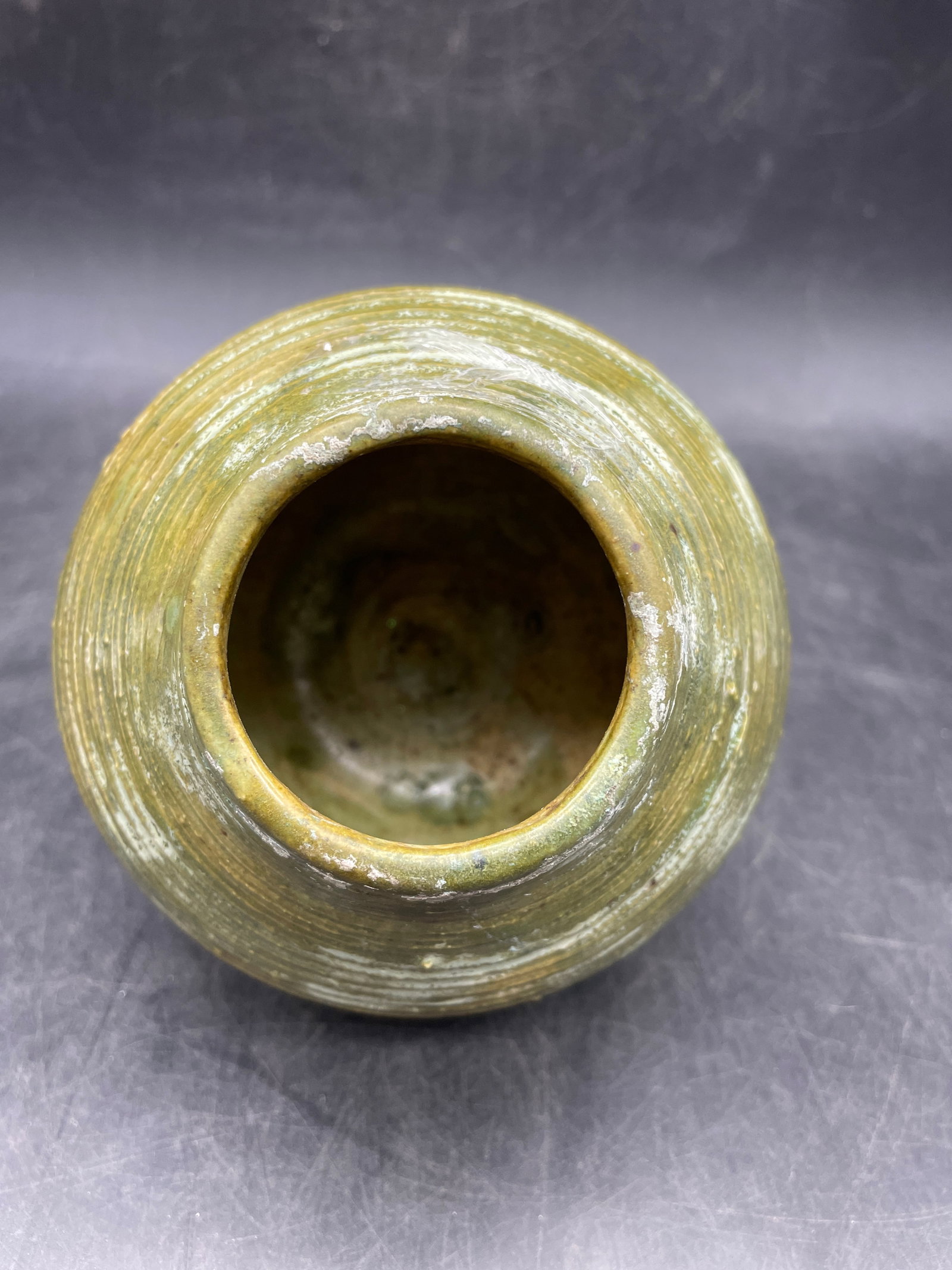 Hand Thrown Art Pottery Vase Green Hues - 4