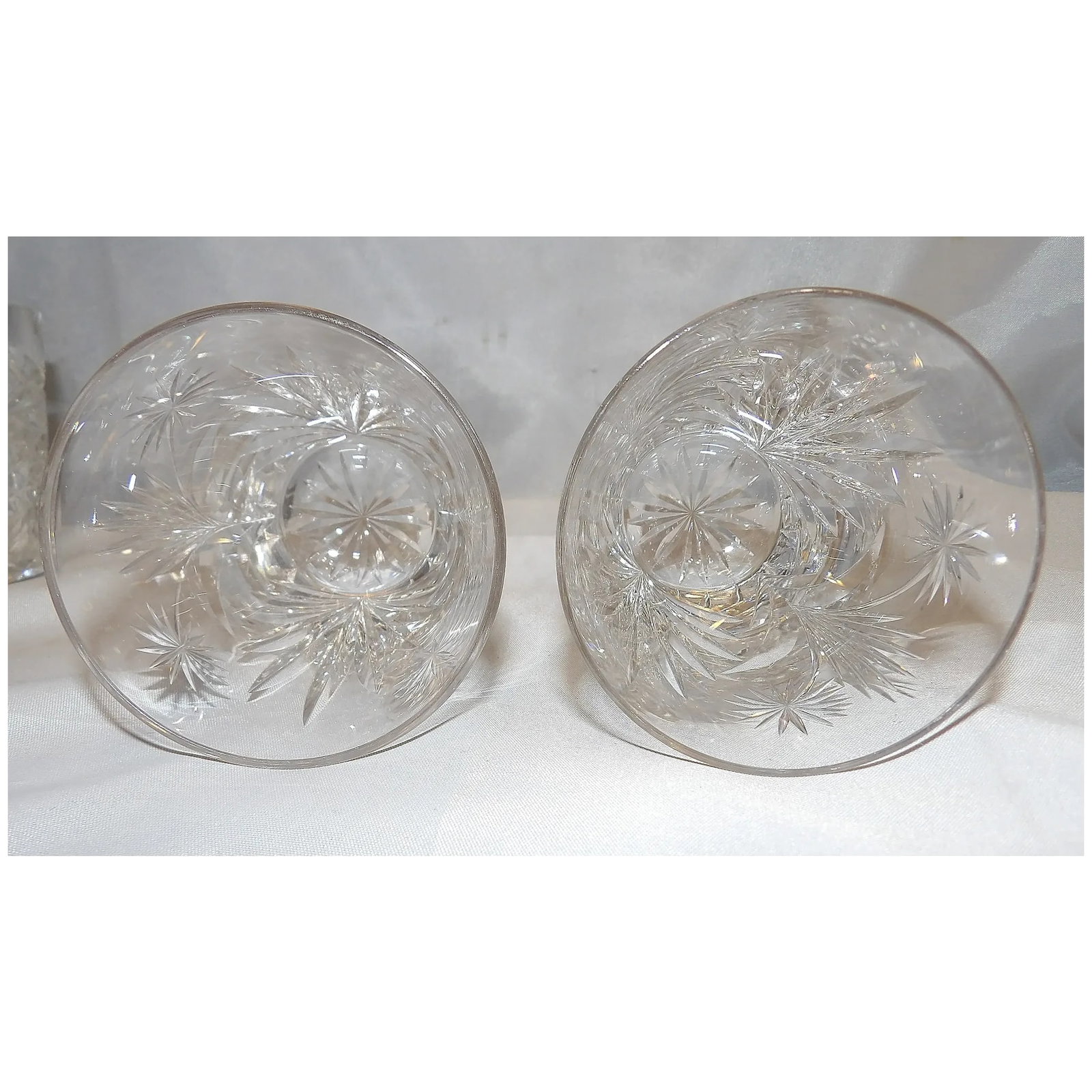 Cut Crystal Old Fashion Glasses with Floral Design - 5