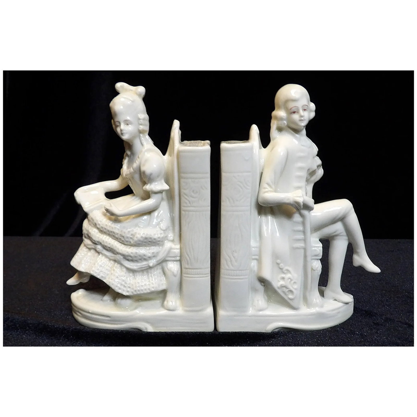 Antique Thuringia Germany Porcelain Bookends - 2