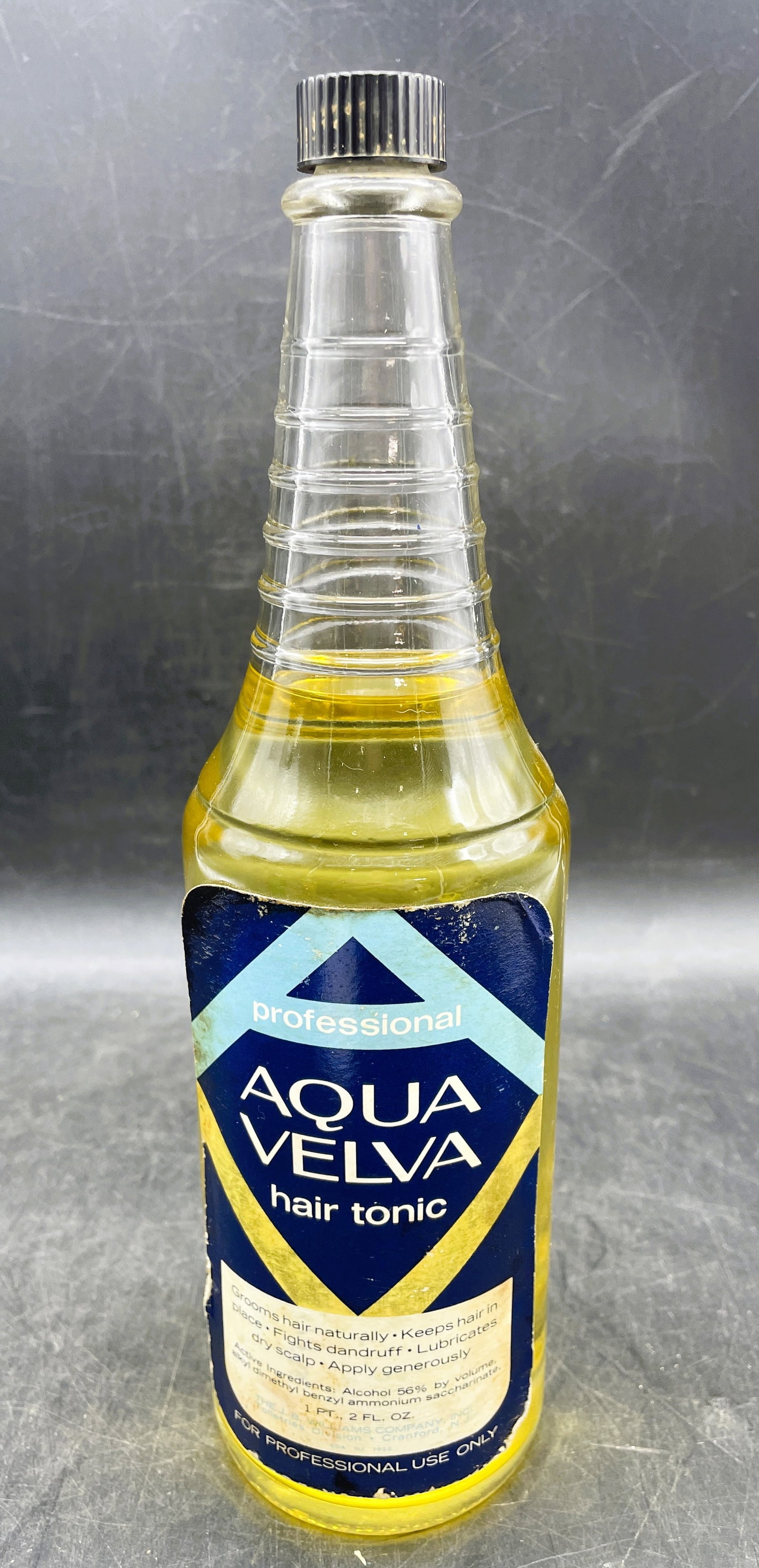 Vintage Aqua Velva Hair Tonic Bottle Full Professional Barber Shop Display - 2