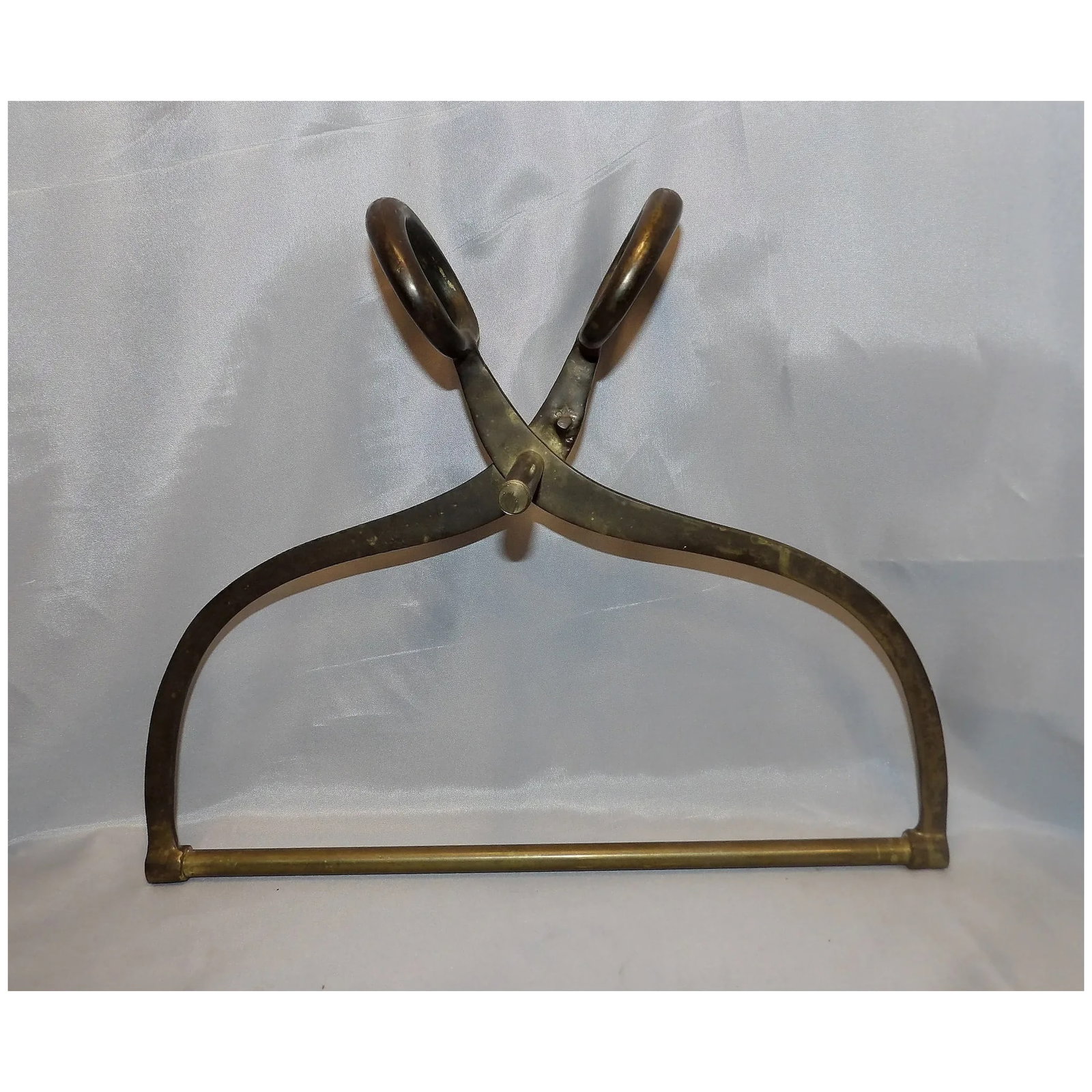 Vintage Brass Decorative Ice Block Tongs Towel Bar - 2
