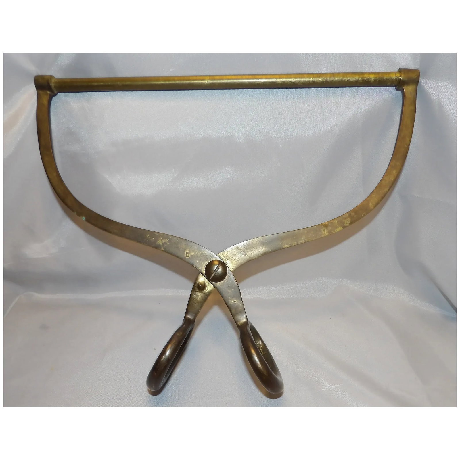 Vintage Brass Decorative Ice Block Tongs Towel Bar - 3
