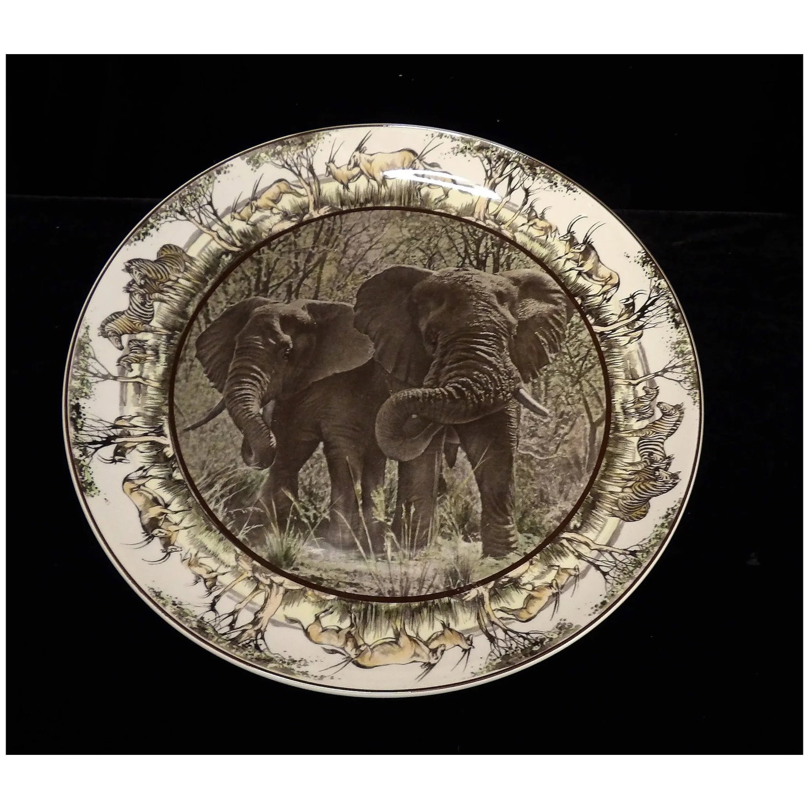 Royal Doulton D6365 African Series Elephants Charger made in England - 2
