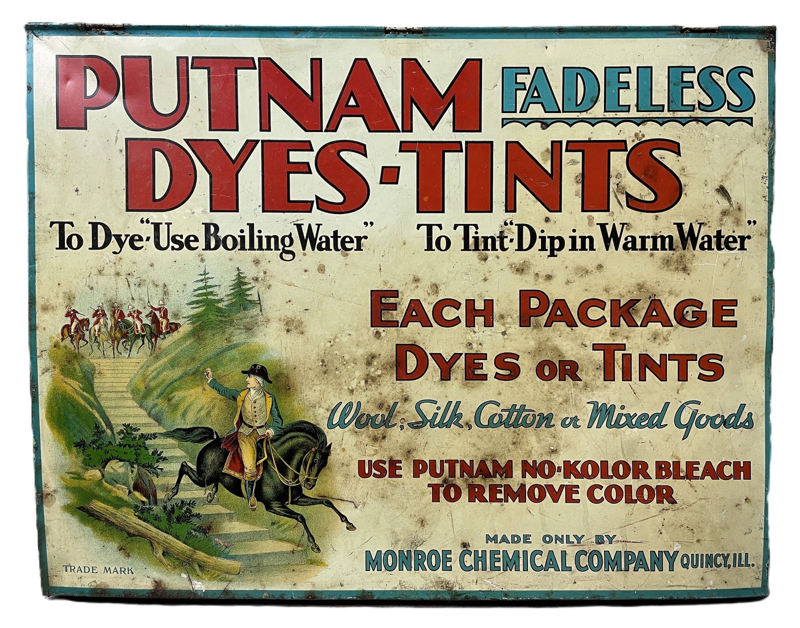 ANTIQUE ALUMINUM PUTNAM DYES & TINTS ADVERTISING STORE DISPLAY CABINET - 2
