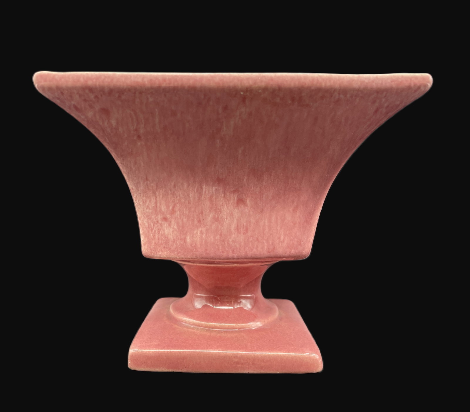 Vintage Haeger Ceramic Rose Pink Drip Pedestal Urn Planter - 2