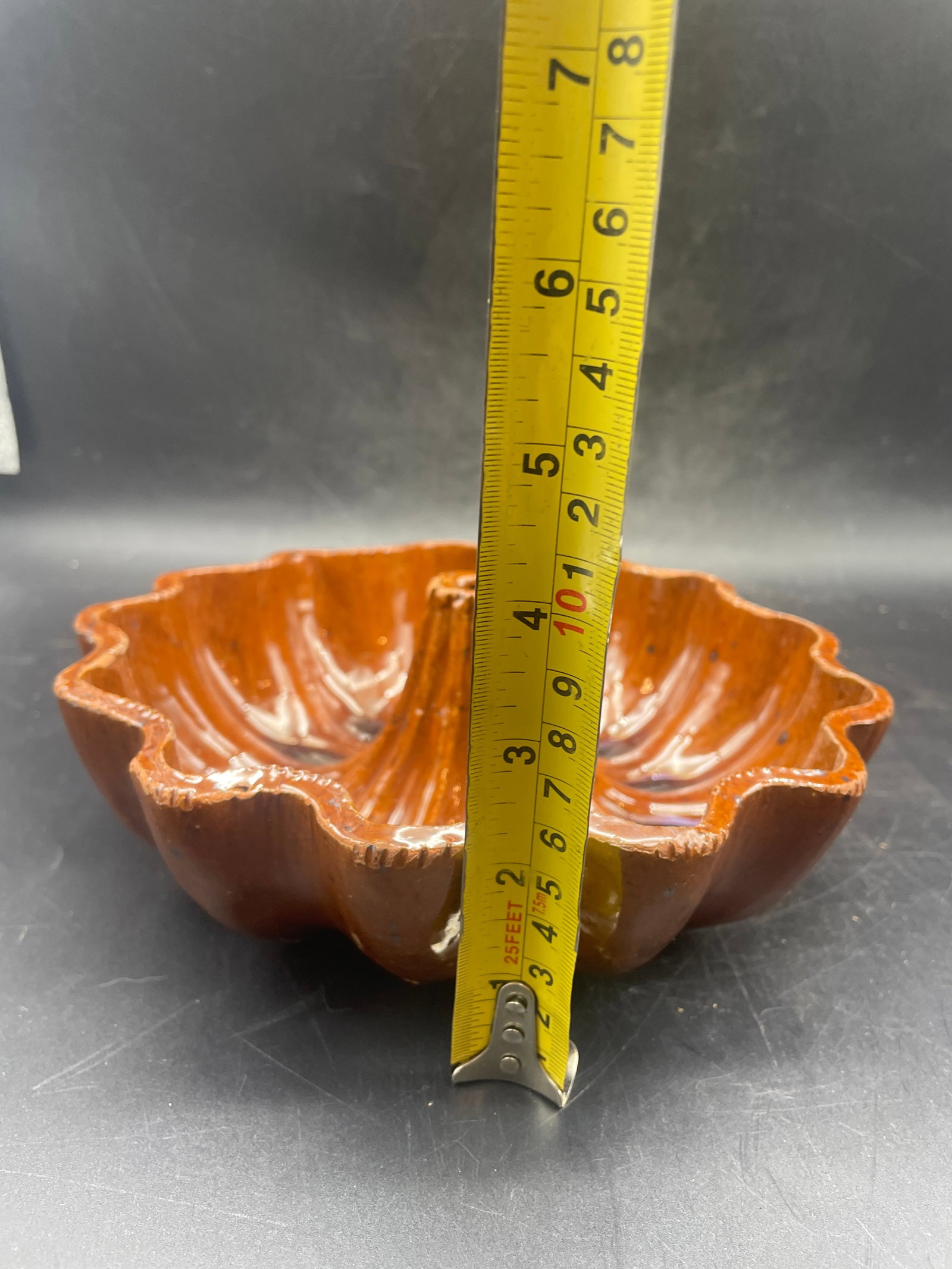 8" Vintage Turks Head Pottery Redware Mold - 7