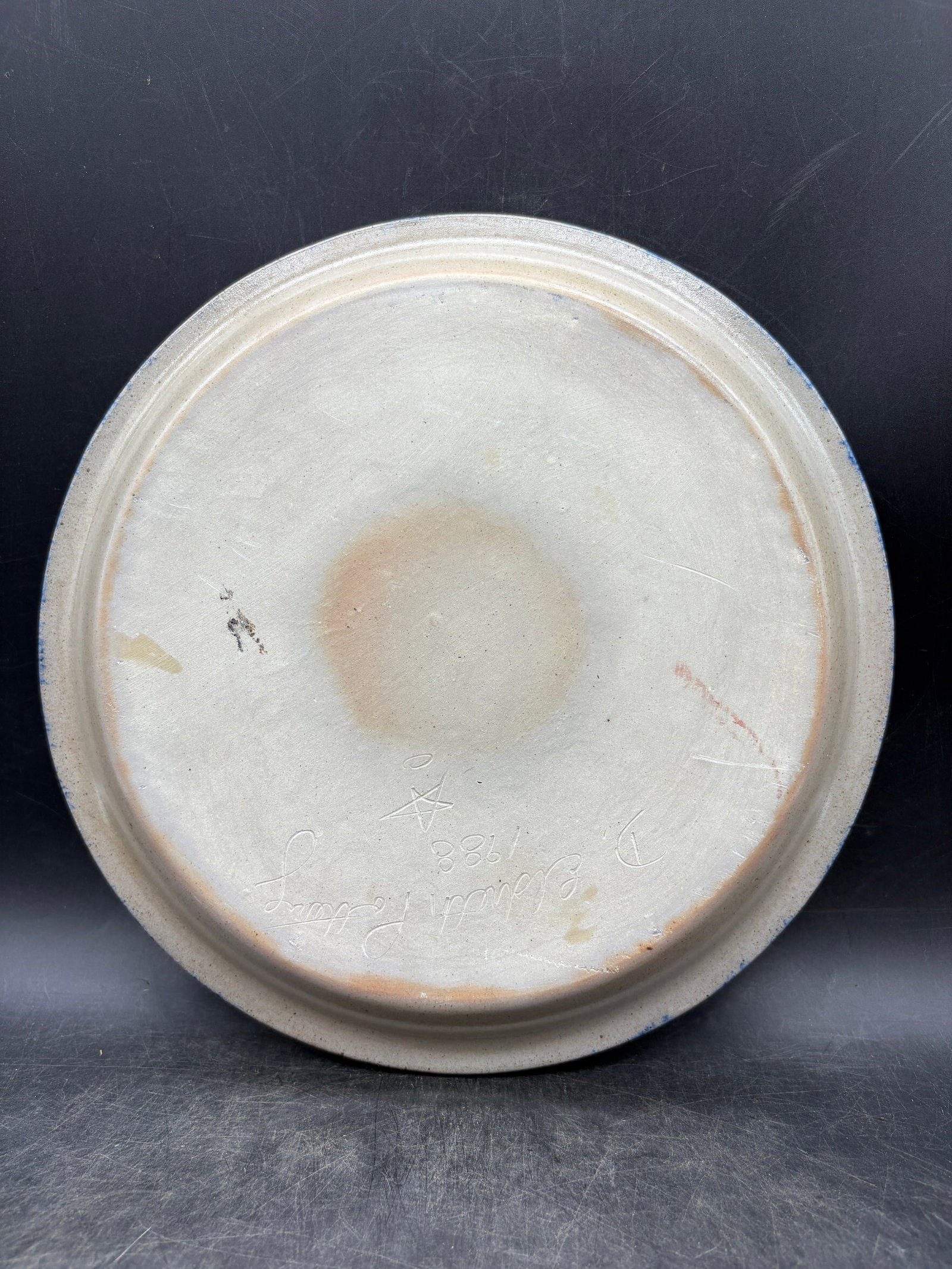 1988 Eldreth Stoneware Pottery Christmas Pie Plate - 3