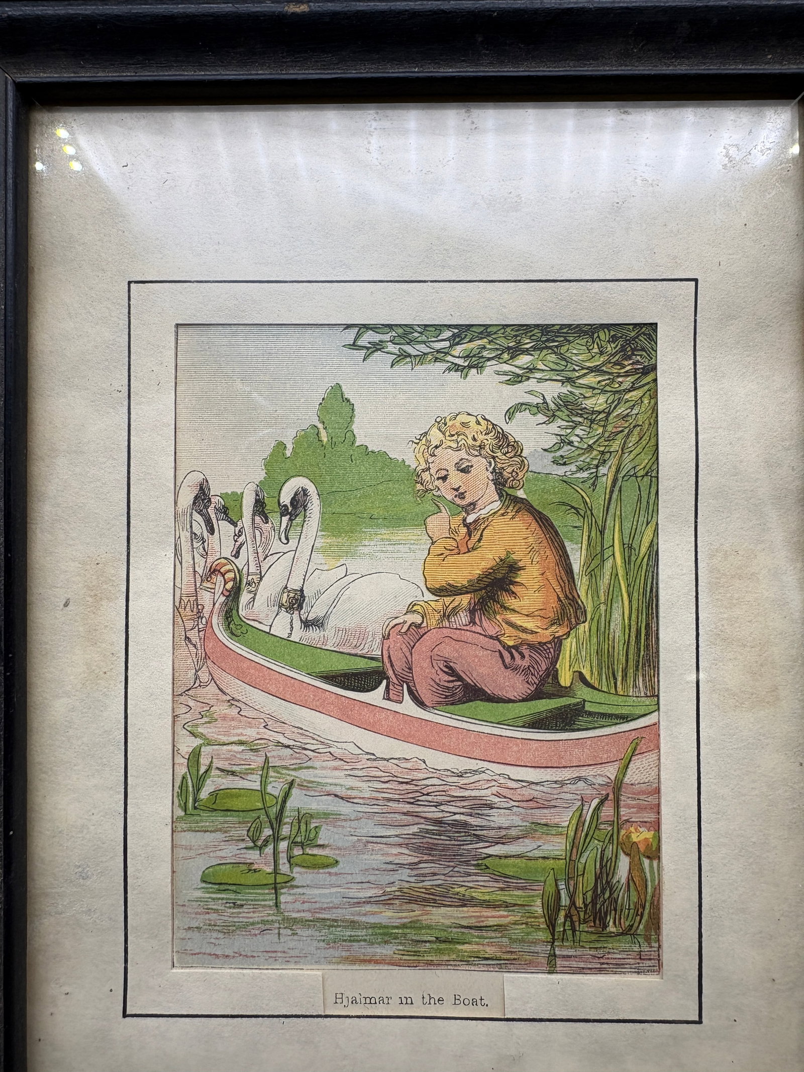Vintage Framed Children’s Print “Hjalmar in the Boat” – Storybook Nursery - 2