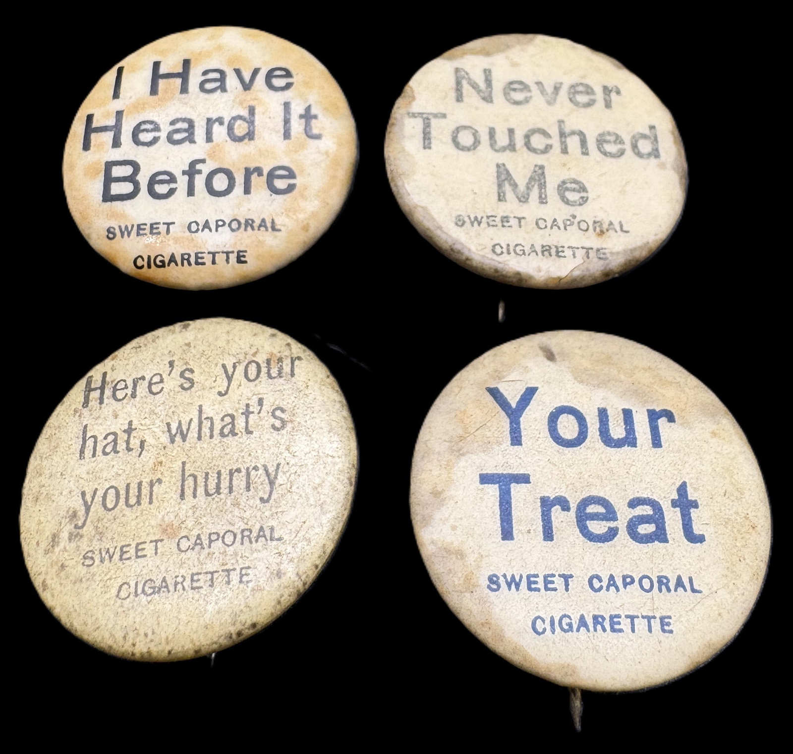 Antique Late 1800's Cigarette Advertising Pins Pinback Sweet Caporal - 2