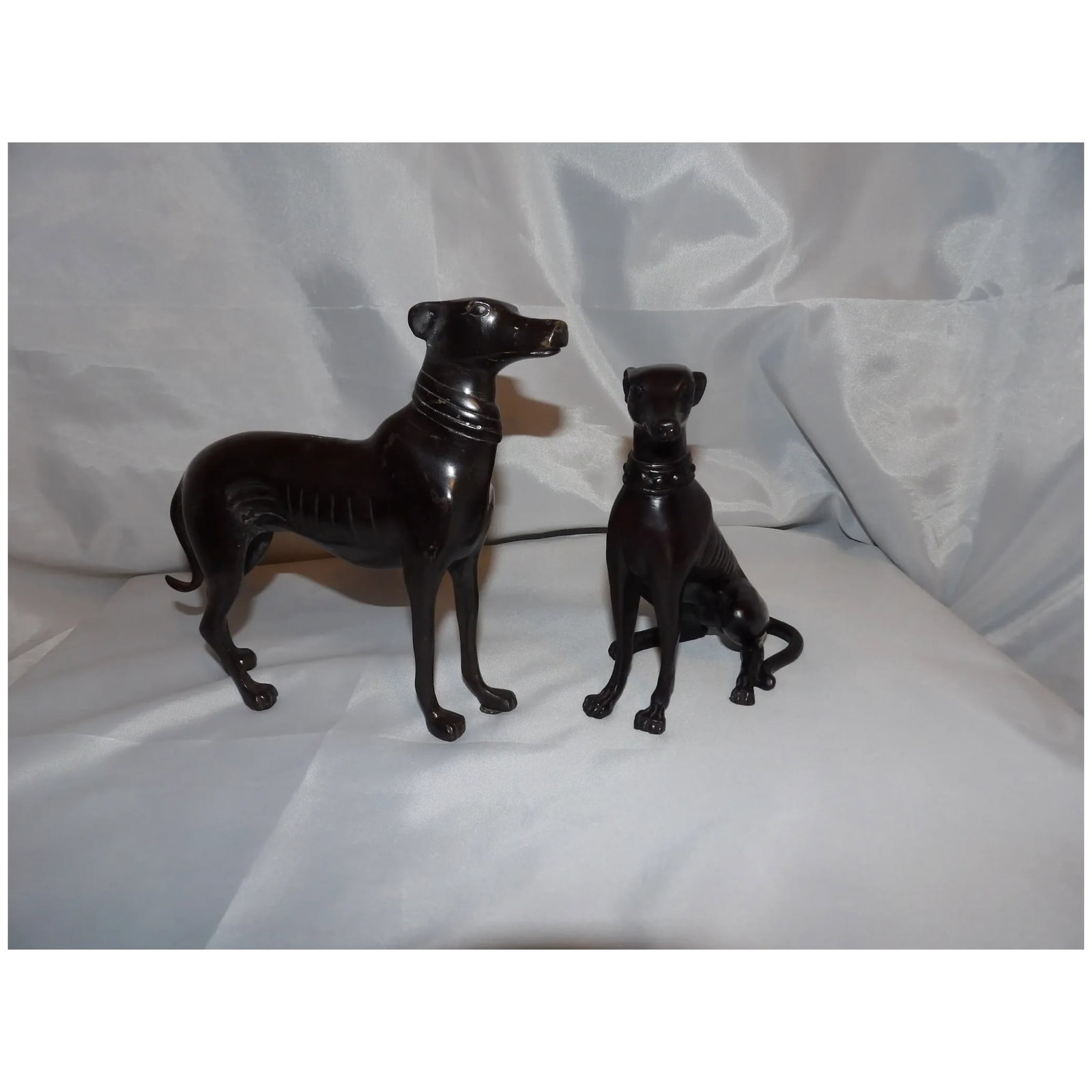 Pair of Greyhound Figurines Statues - 2