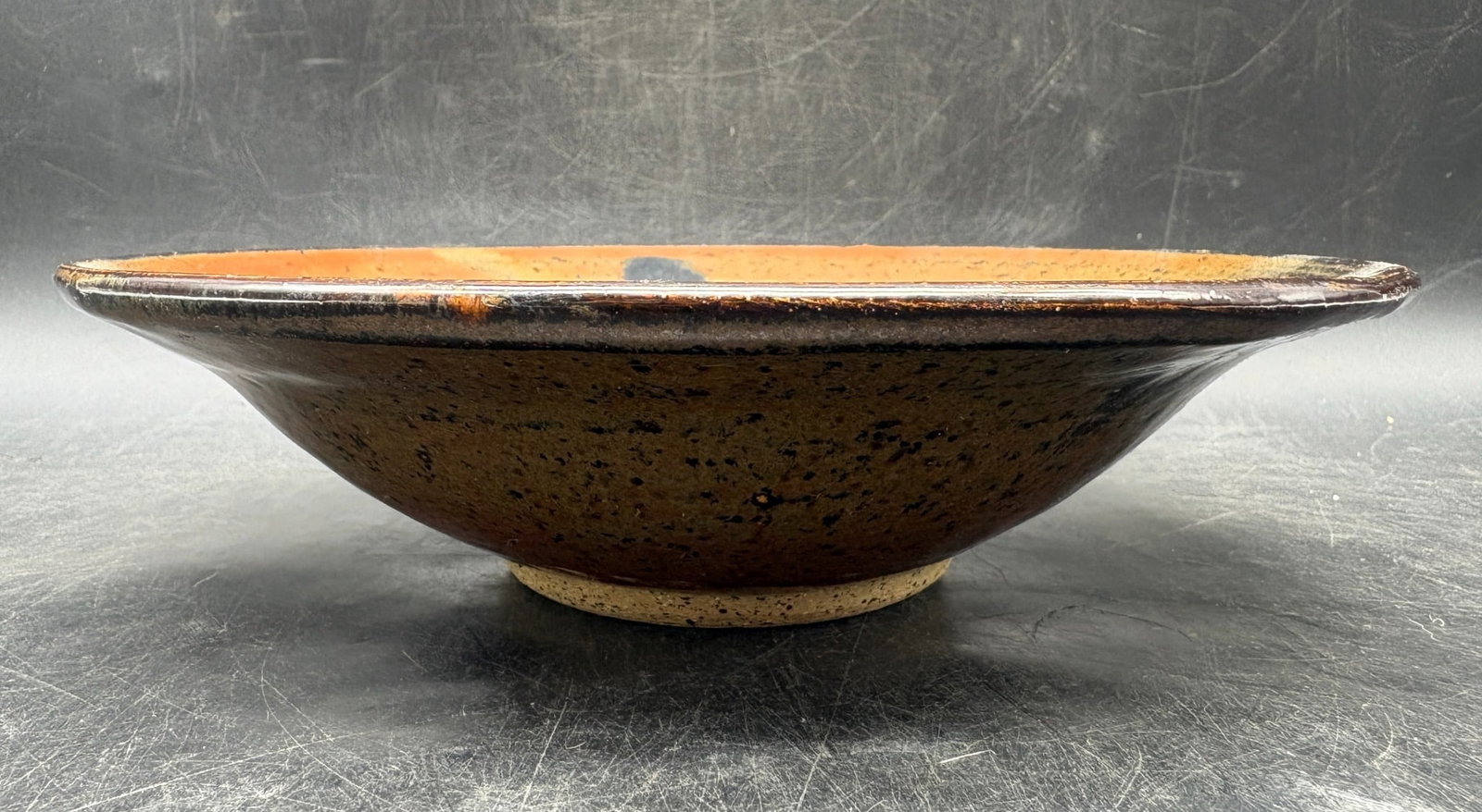 Vintage Studio Pottery Bowl Abstract Landscape Glaze Signed 7.5 Inch - 3