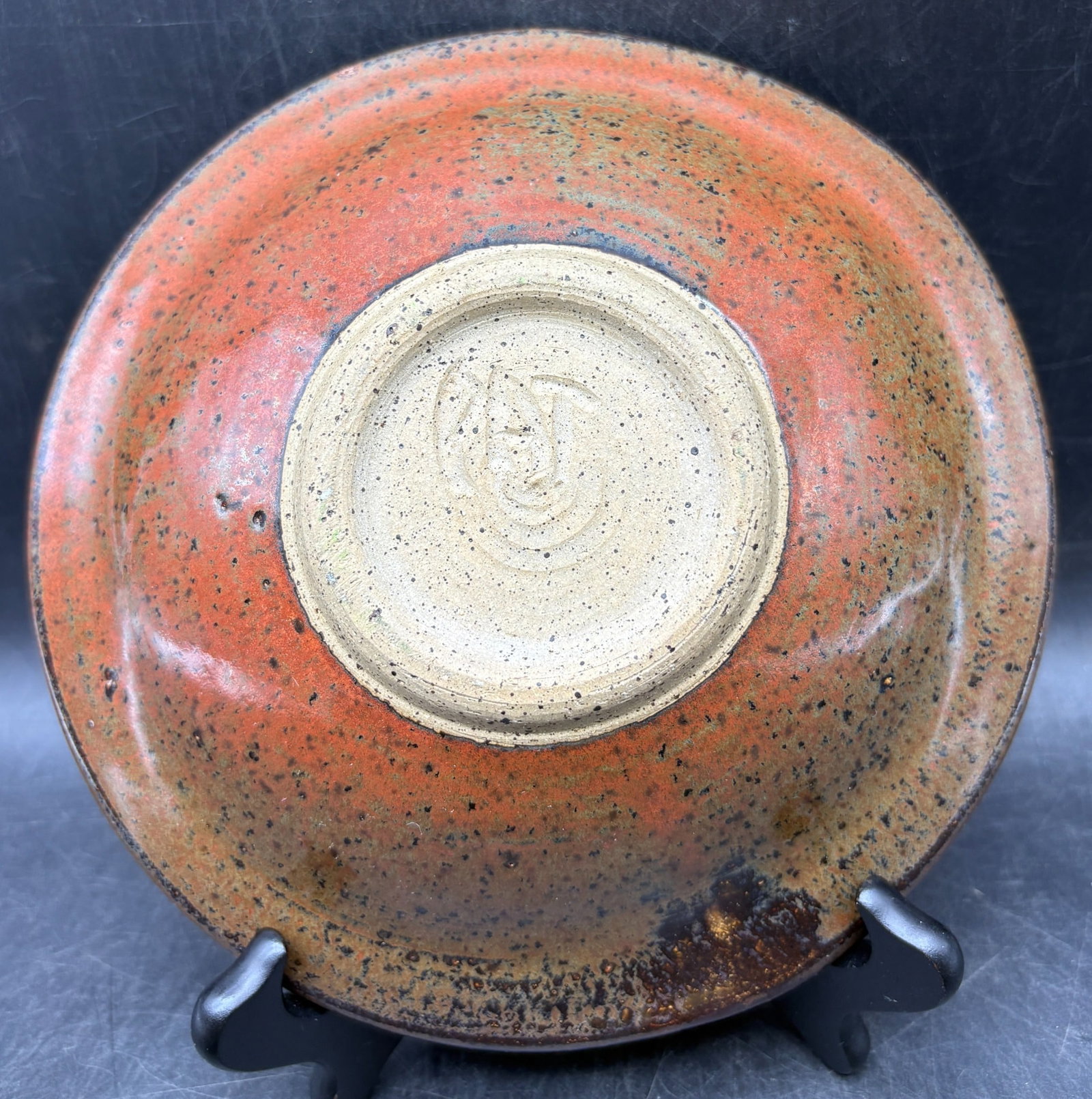 Vintage Studio Pottery Bowl Abstract Landscape Glaze Signed 7.5 Inch - 7