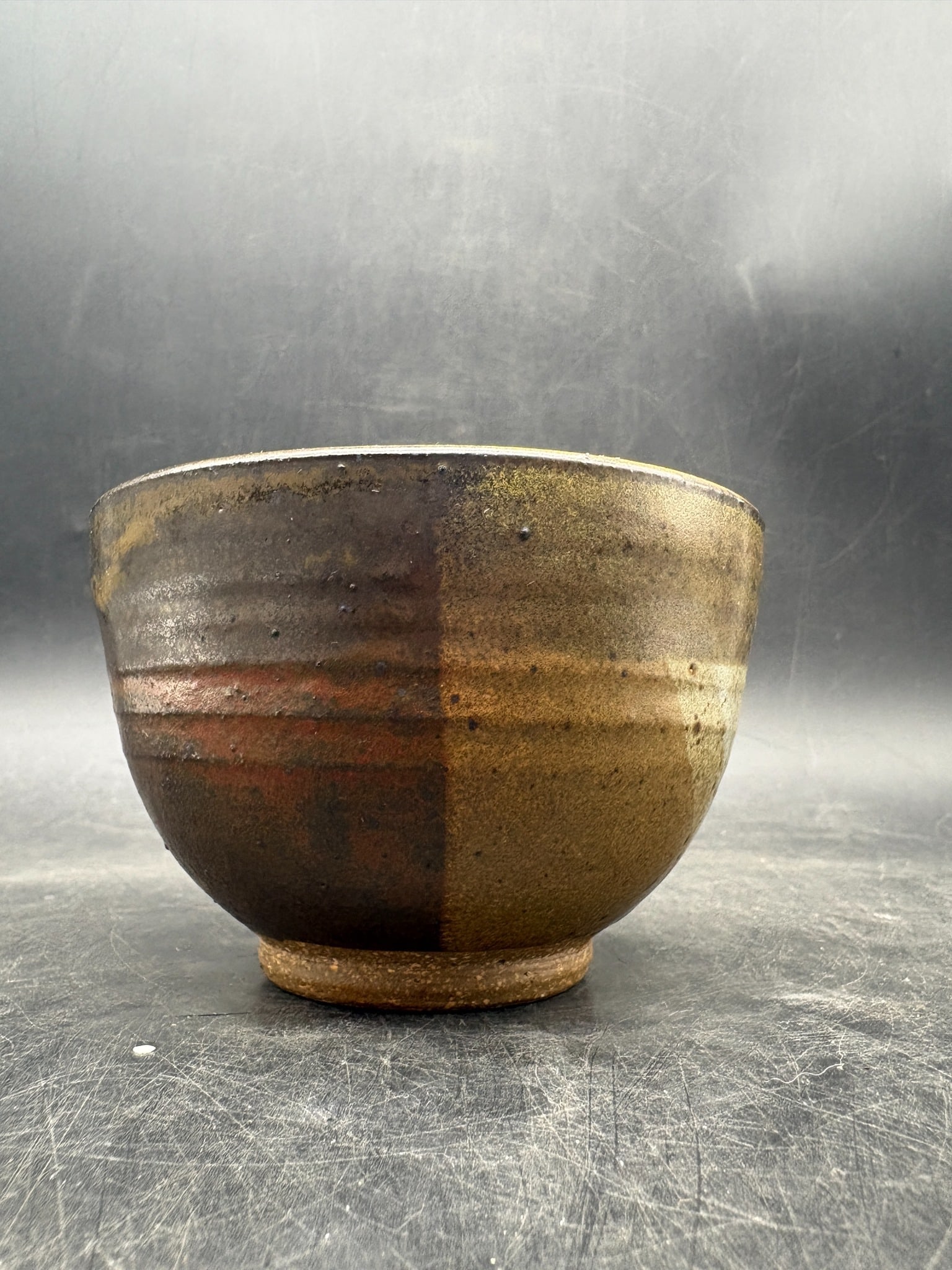 Signed Studio Art Pottery Bowl Hand Thrown Stoneware Vessel Earth Tone Glaze - 4