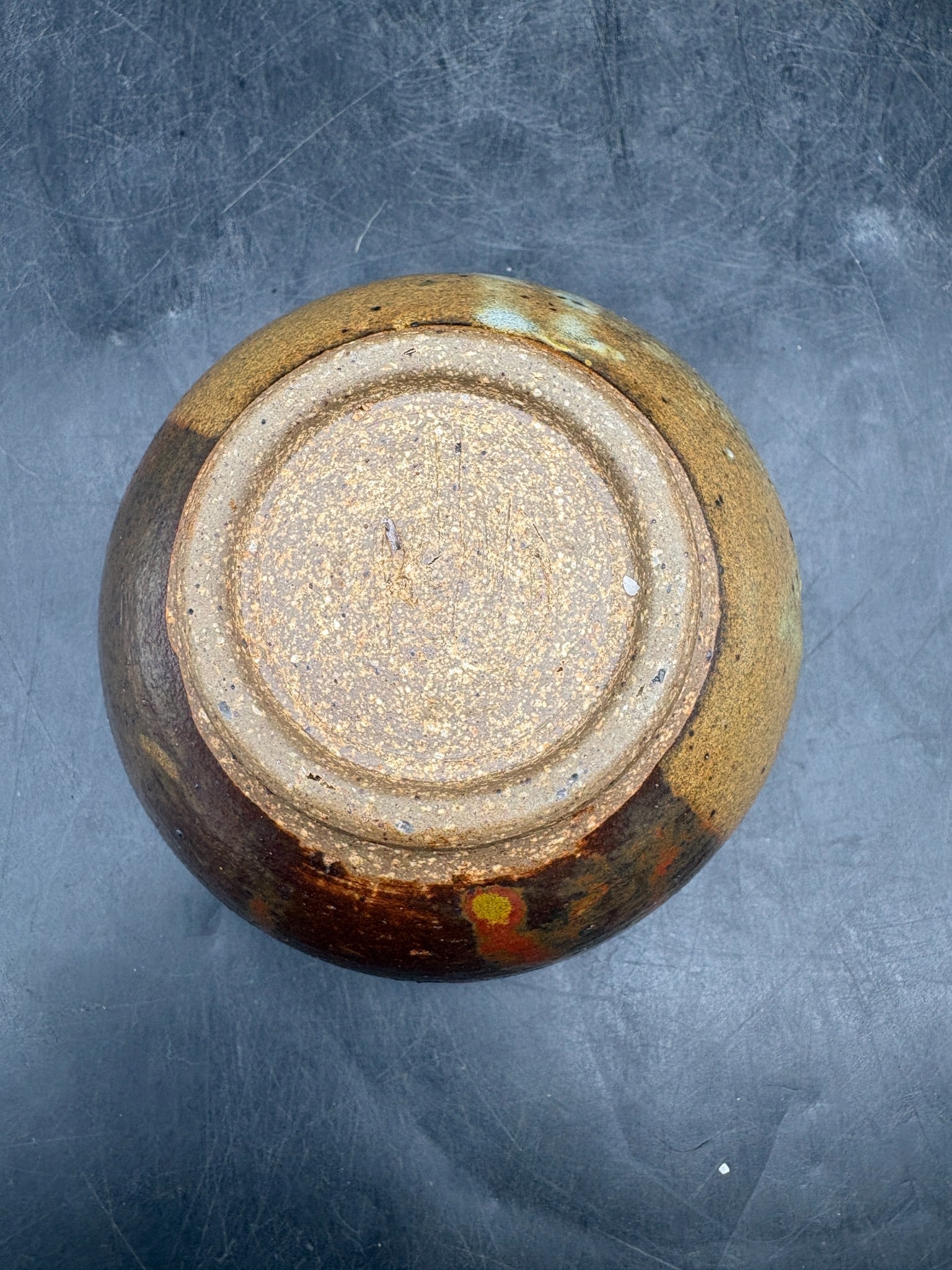 Signed Studio Art Pottery Bowl Hand Thrown Stoneware Vessel Earth Tone Glaze - 7