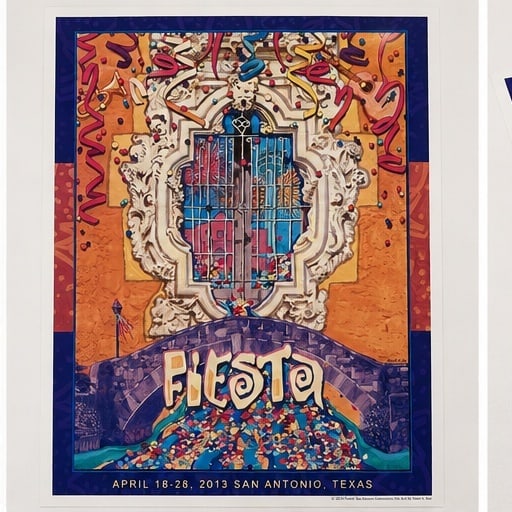 2013 Fiesta San Antonio Poster by Stuart A. Seal, Backed Exhibition Print - 2