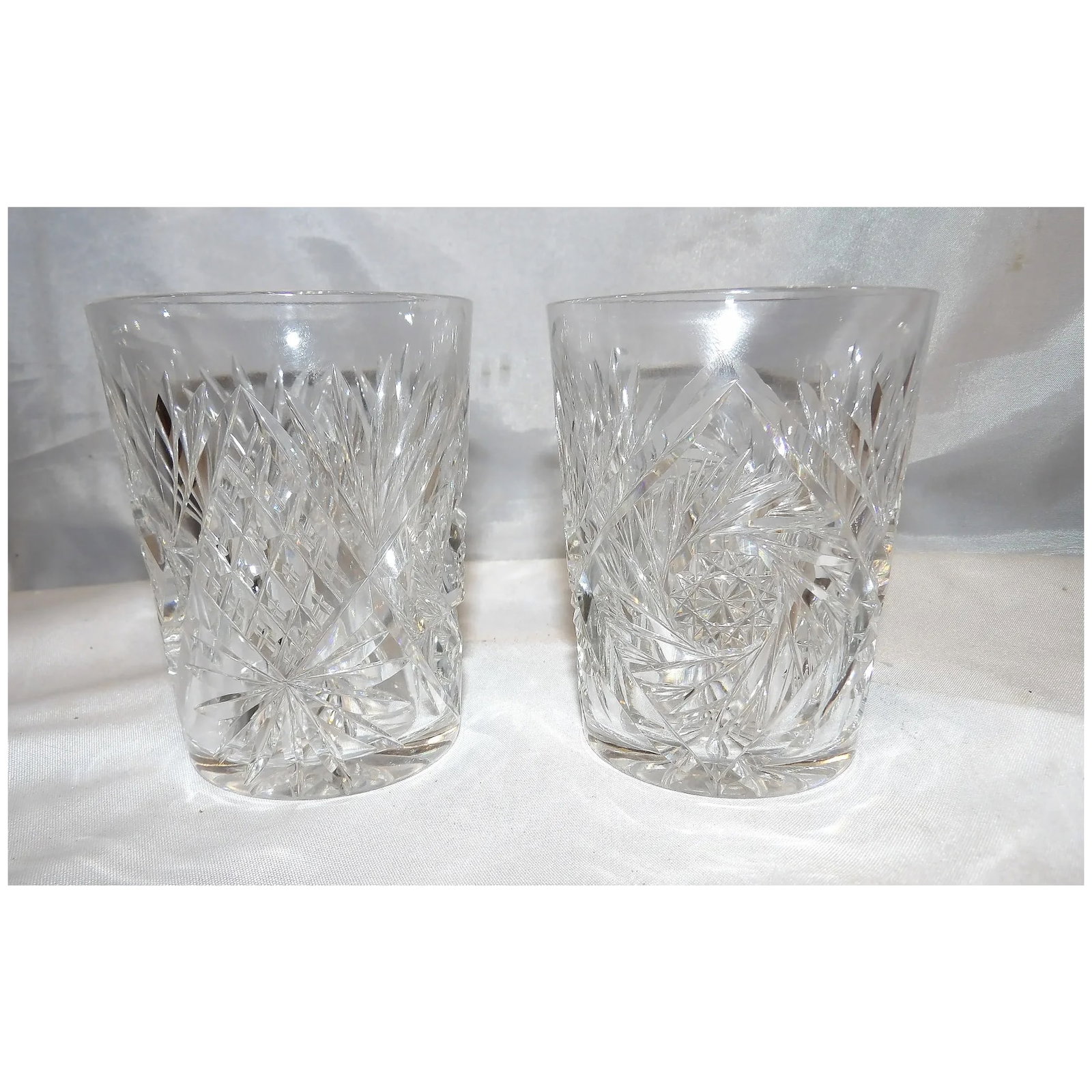 American Brilliant Cut Old Fashion Glasses Buzz Saw and Pineapple - 7