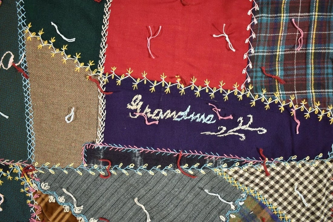 Vintage Crazy Quilt dated "1927" - 4
