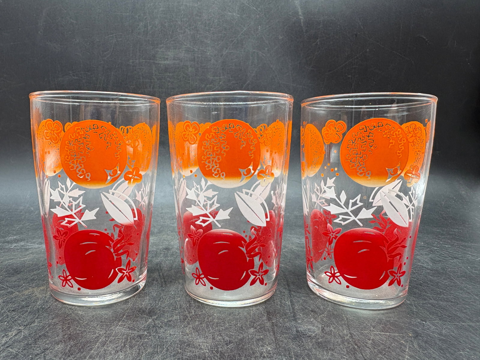 Vintage Anchor Hocking Pitcher & Juice Beverage Set Orange and Tomato - 3