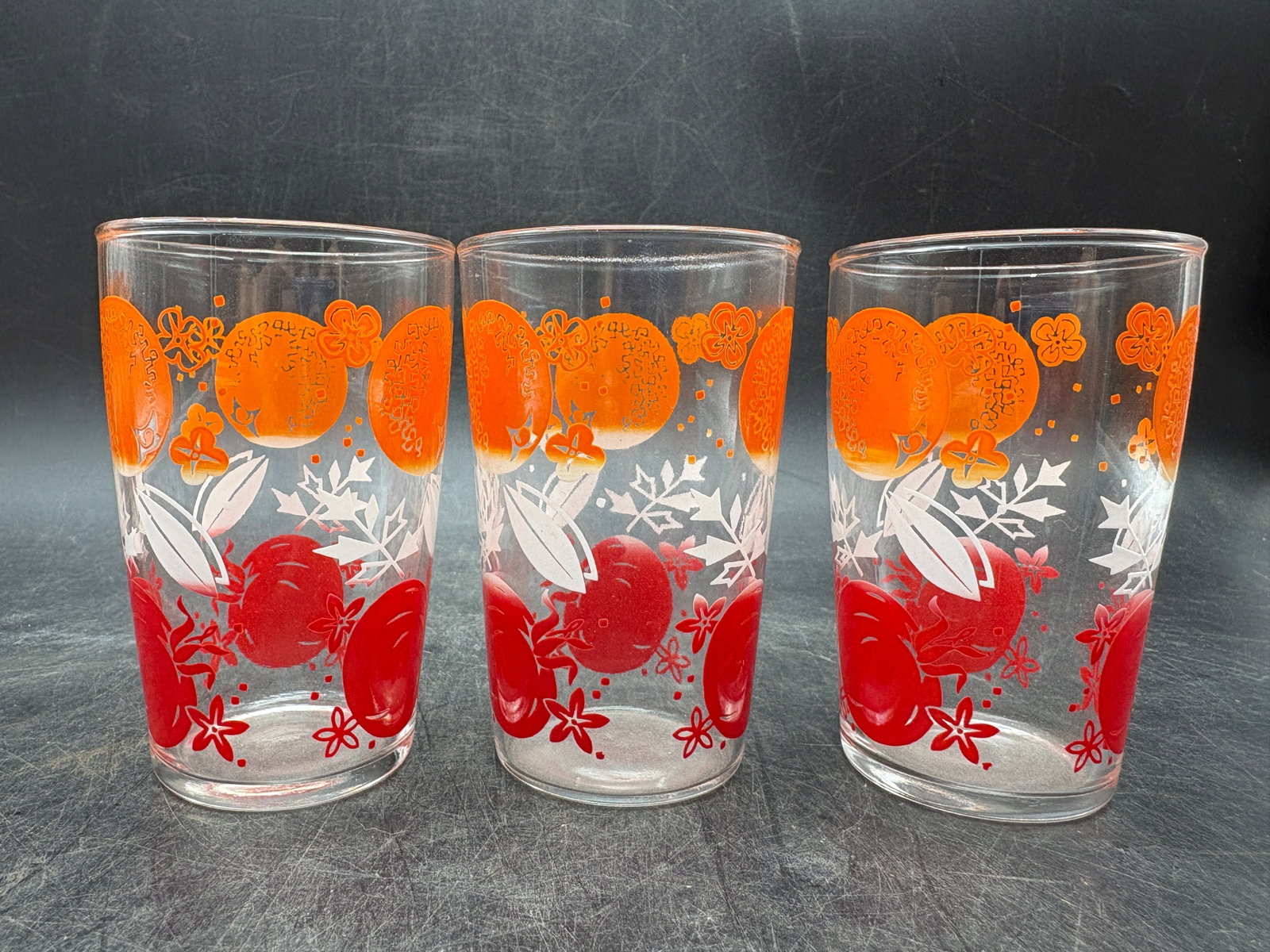 Vintage Anchor Hocking Pitcher & Juice Beverage Set Orange and Tomato - 4