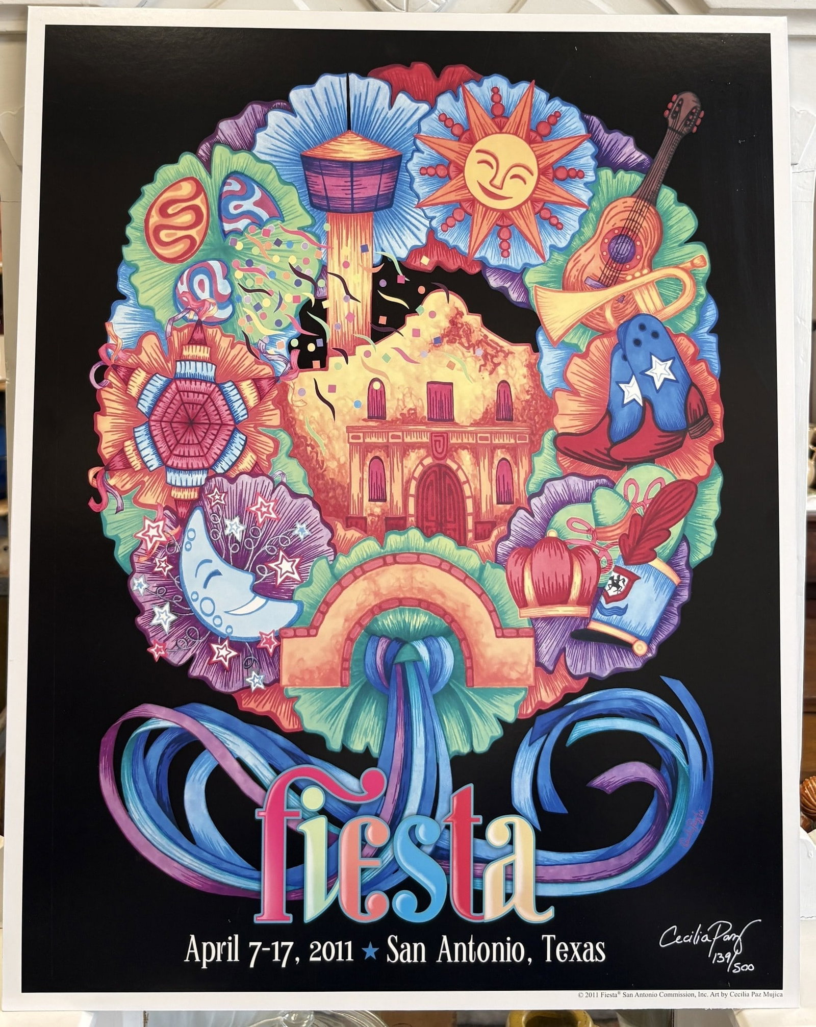 2011 Fiesta San Antonio Signed & Numbered Limited Edition Poster by Cecilia Paz Mujica - 2