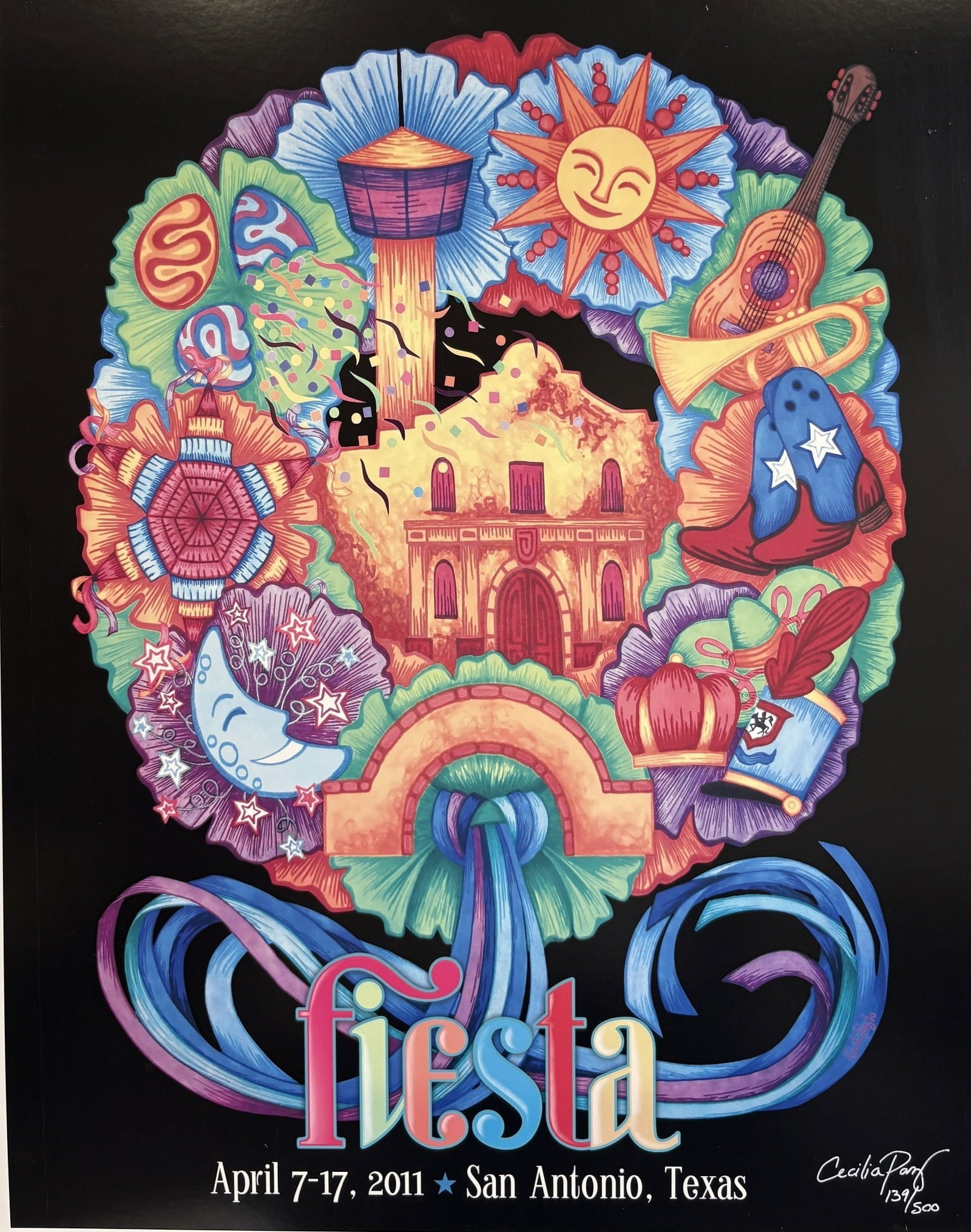 2011 Fiesta San Antonio Signed & Numbered Limited Edition Poster by Cecilia Paz Mujica - 3