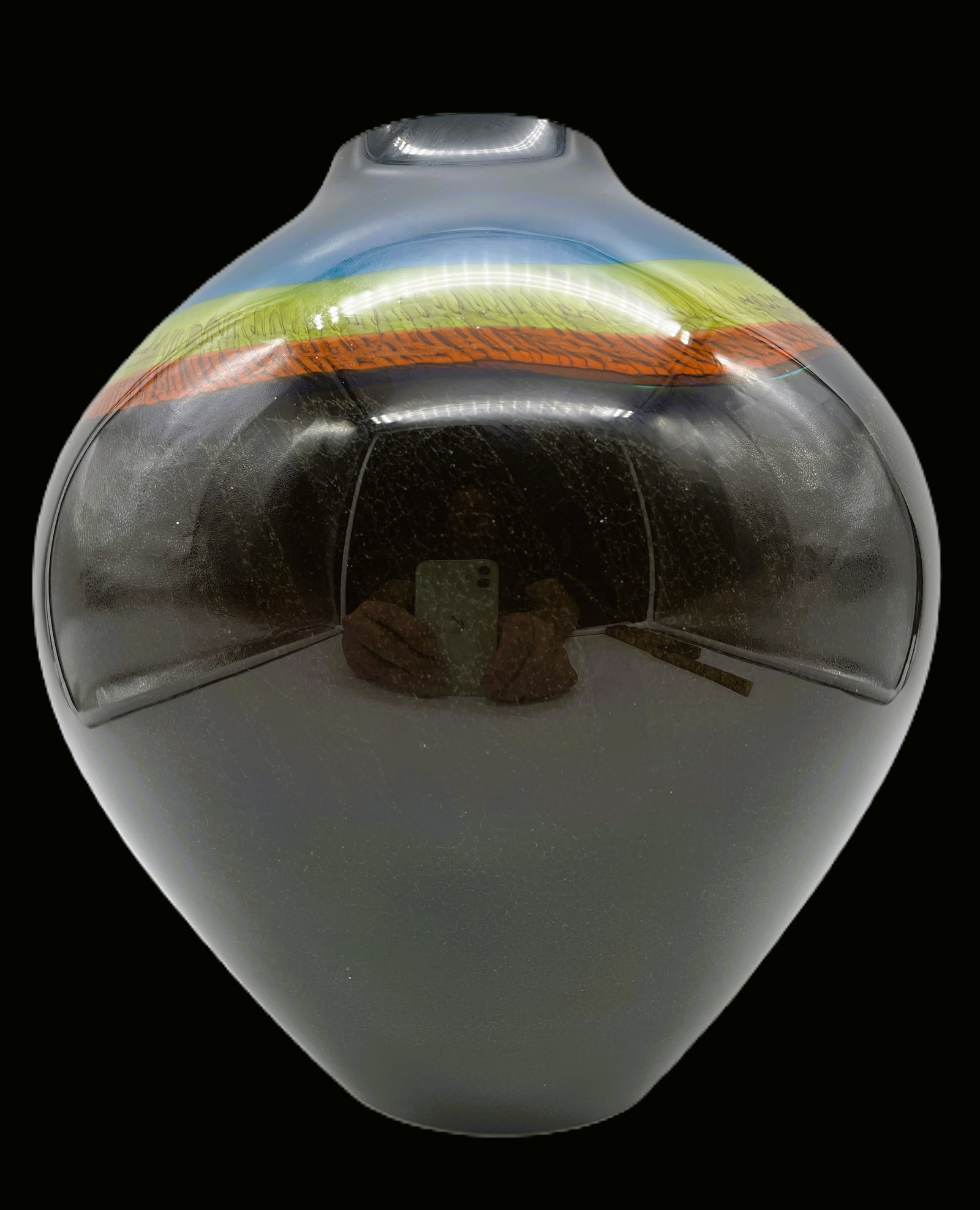 STUDIO ART GLASS VASE RONALD GUY CORRIE, SIGNED DATED 1981 - 2