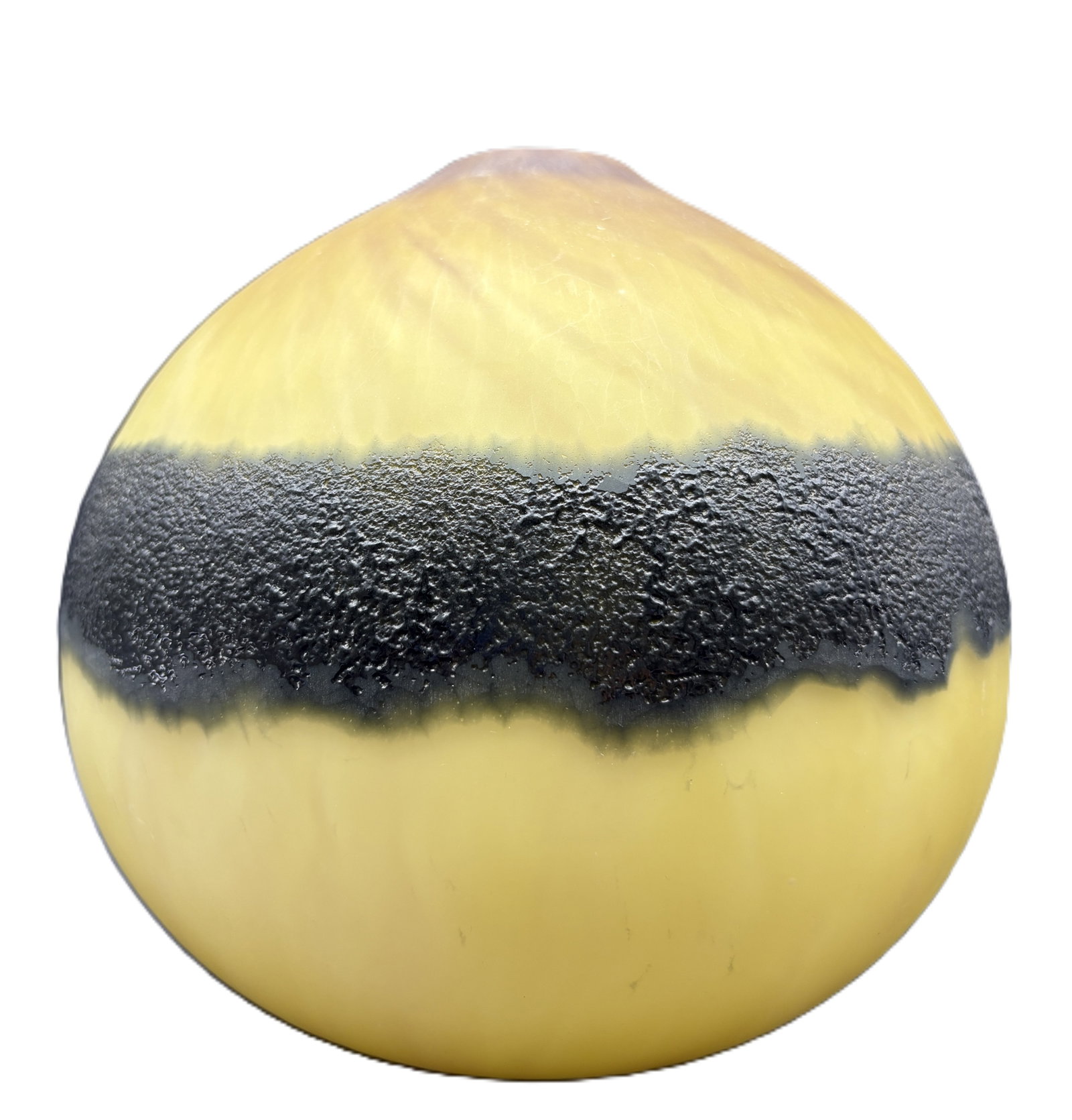 Art Glass Vase Yellow Black Cased Glass Studio Art Bud Vase Modern Organic Form - 4