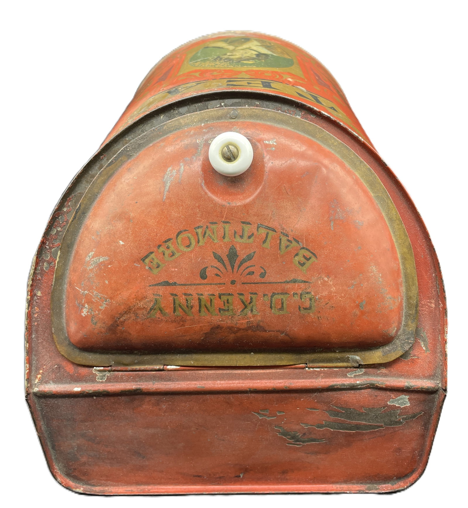 Antique CD Kenny Country General Store Tea Tin Bin Beautiful Graphics Baltimore MD - 7
