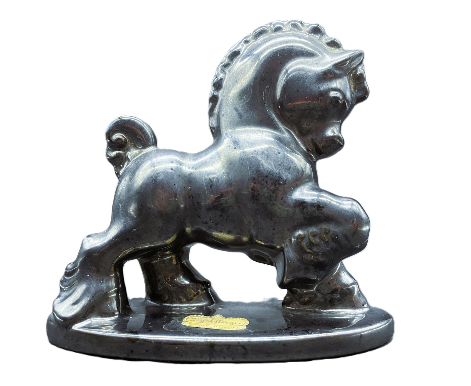 Vintage Royal Haeger Horse R402 Figurine Black Nickel Statue - 2