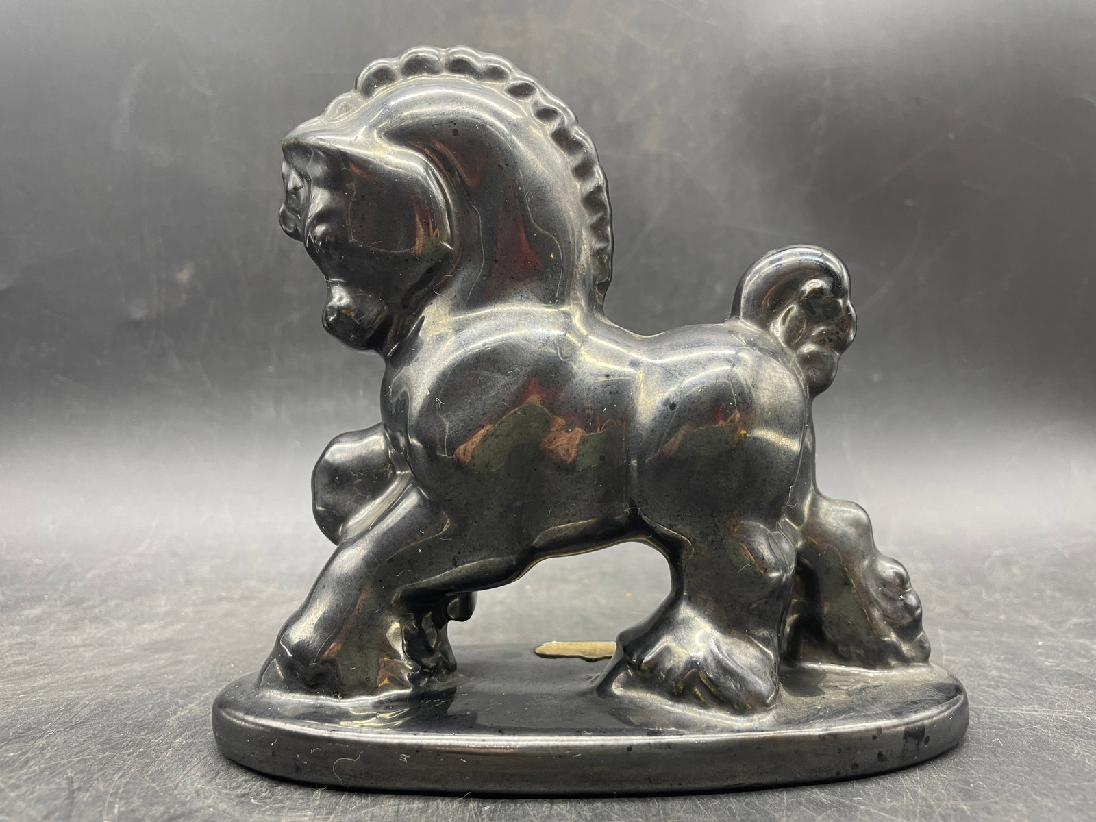 Vintage Royal Haeger Horse R402 Figurine Black Nickel Statue - 4