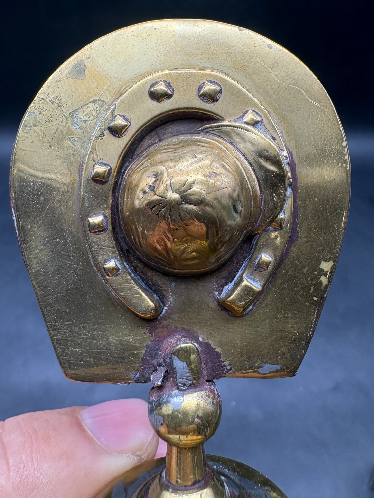 Vintage Brass Horseshoe Business Card Holder Equestrian Desk Accessory Good Luck Motif - 4