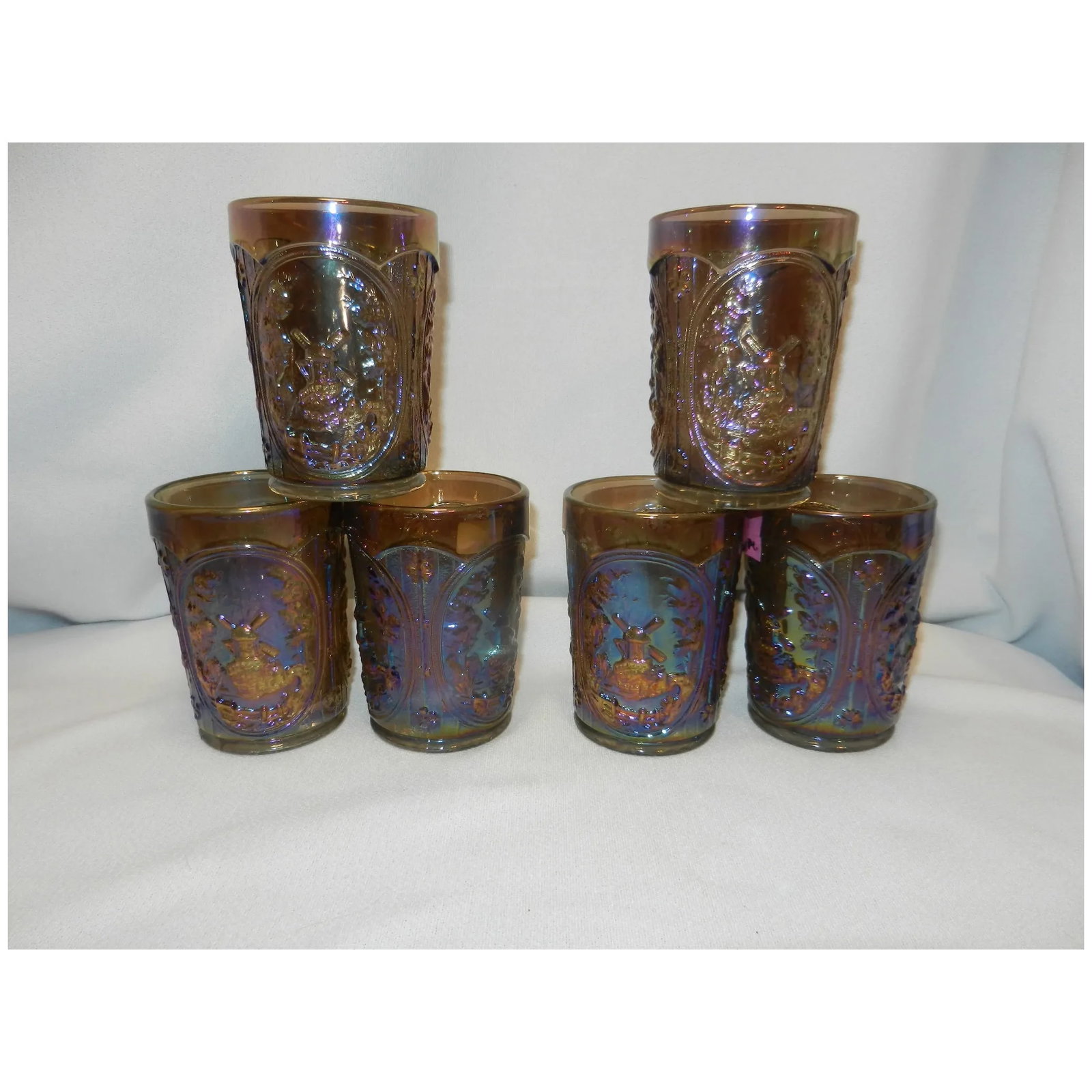 Vintage Imperial Smoke Carnival Glass Windmill Pattern Tumbler - 2