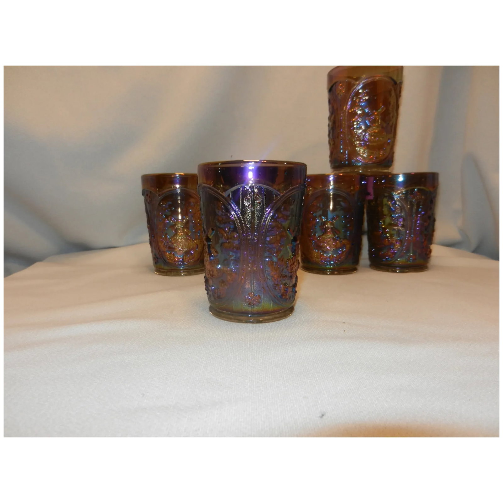 Vintage Imperial Smoke Carnival Glass Windmill Pattern Tumbler - 7