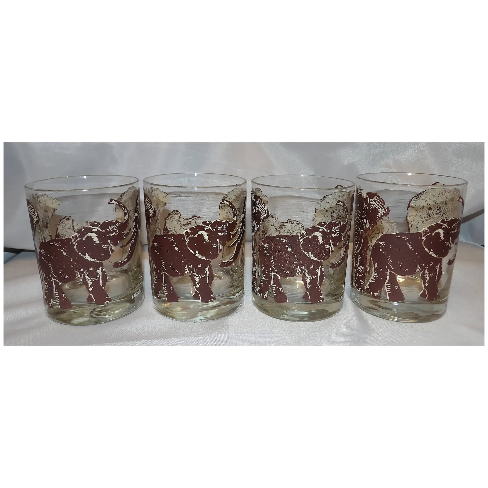 Vintage Tastesetter ELEPHANTS Safari Double Old Fashioned Cocktail Glasses - 3