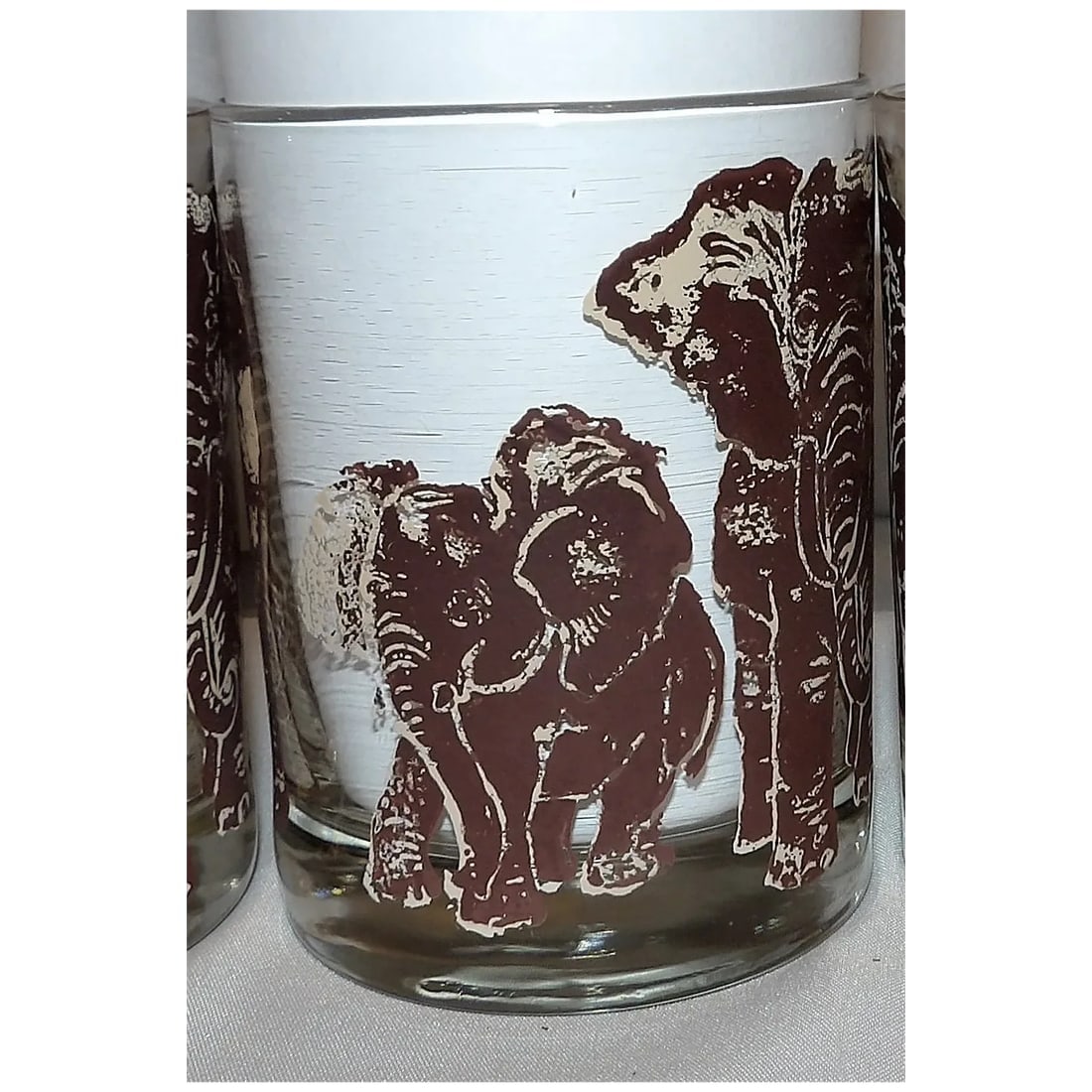Vintage Tastesetter ELEPHANTS Safari Double Old Fashioned Cocktail Glasses - 6