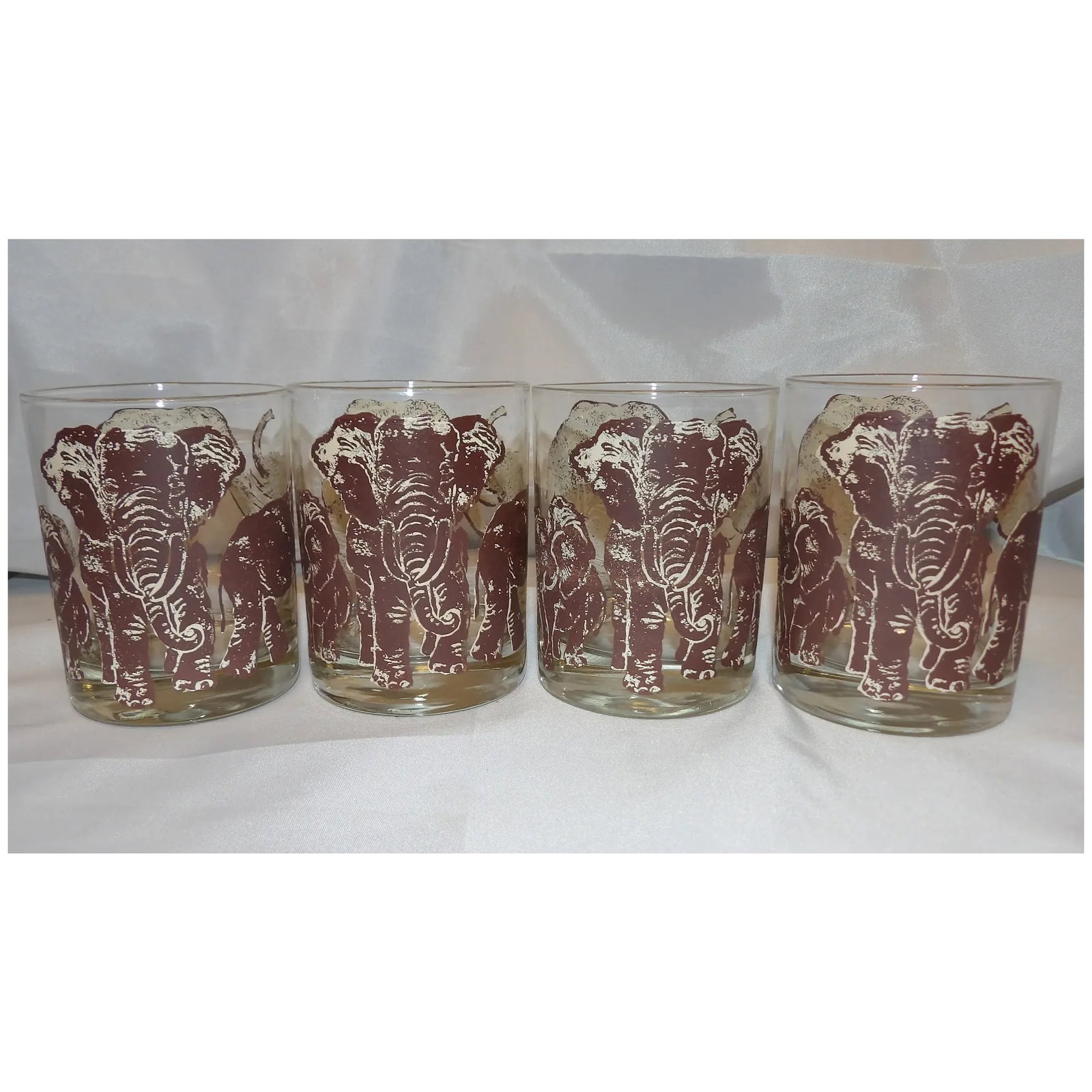 Vintage Tastesetter ELEPHANTS Safari Double Old Fashioned Cocktail Glasses - 8