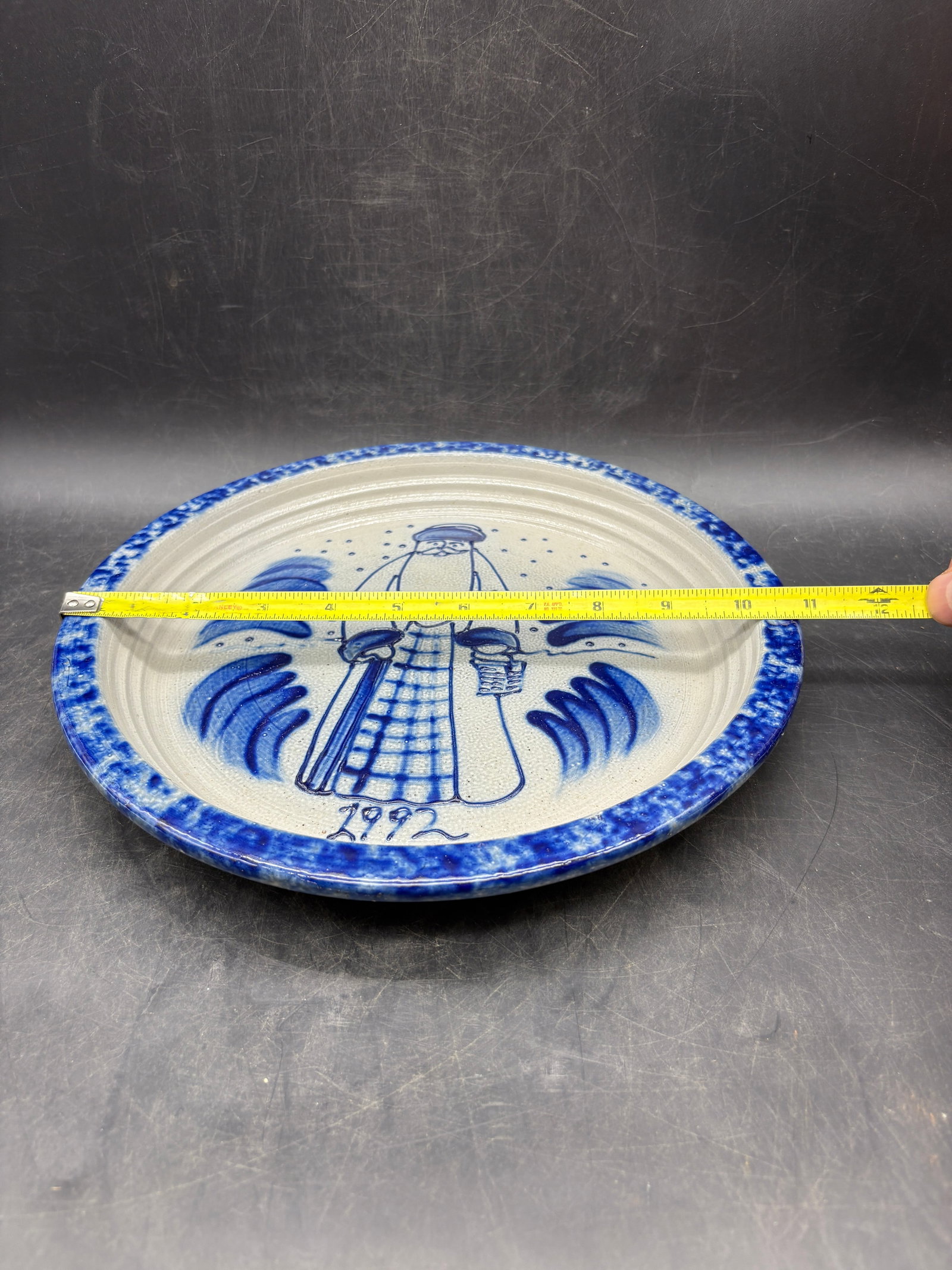 1992 Eldreth Stoneware Pottery Christmas Pie Plate - 8