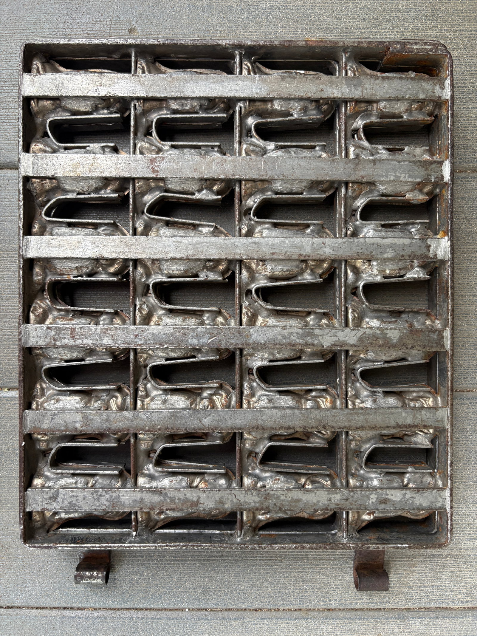 Rare Antique Cast Iron Chocolate Mold Hinged 48-Piece Figure Mold Continental European Confectionery - 5