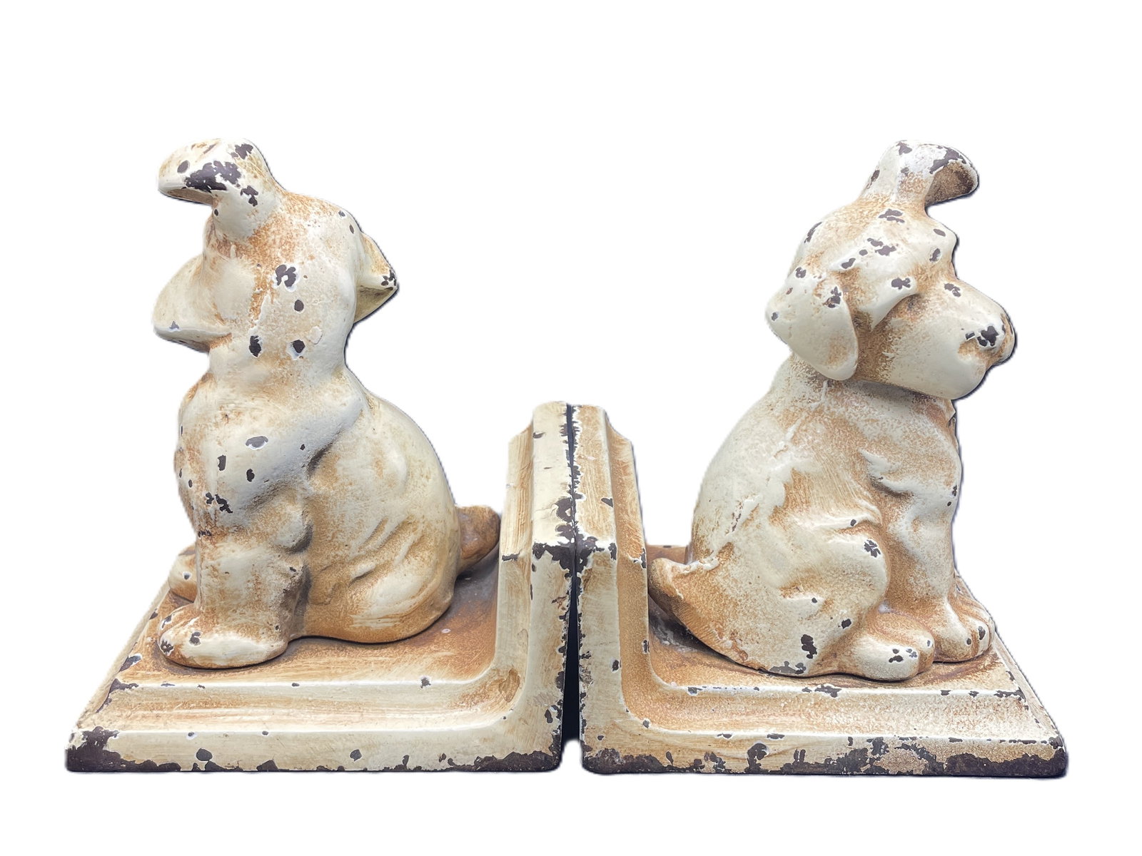 ANTIQUE LITTCO CAST IRON PAIR OF PUPPY BOOKENDS LITTLESTOWN FOUNDRY PA - 2